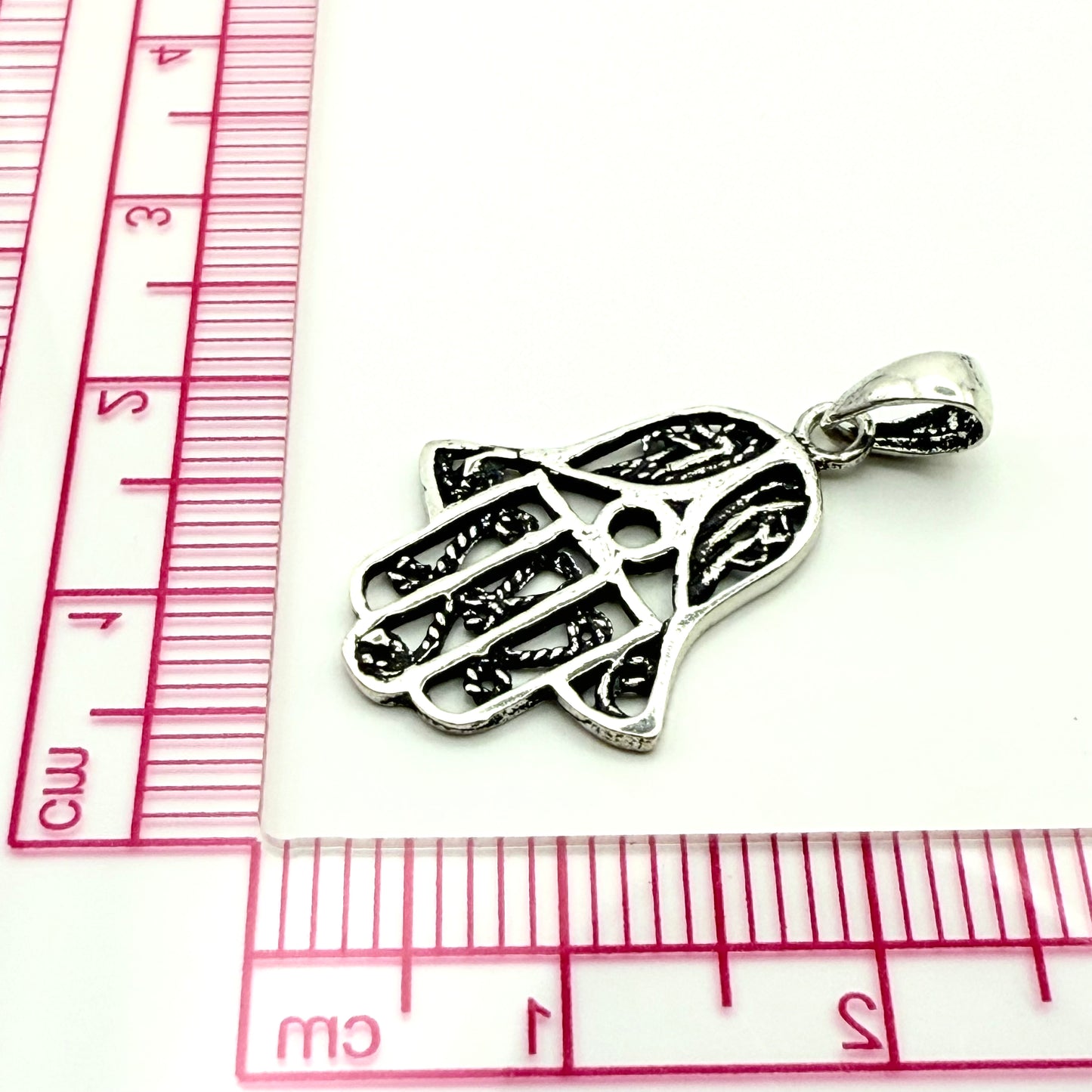 925 Sterling Silver Filigree Hamsa Hand Pendant