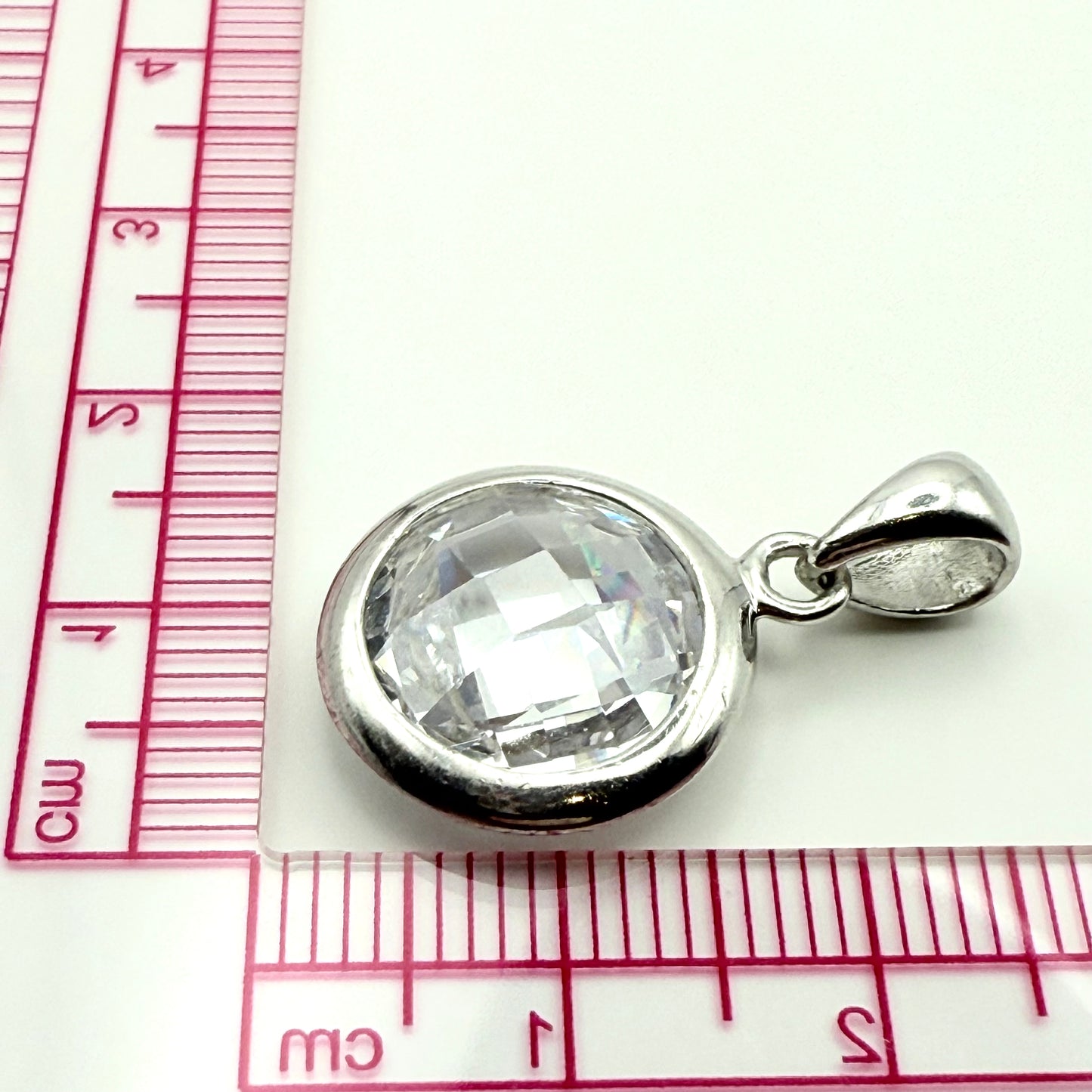 925 Sterling Silver Large Checkerboard-Cut Pendant