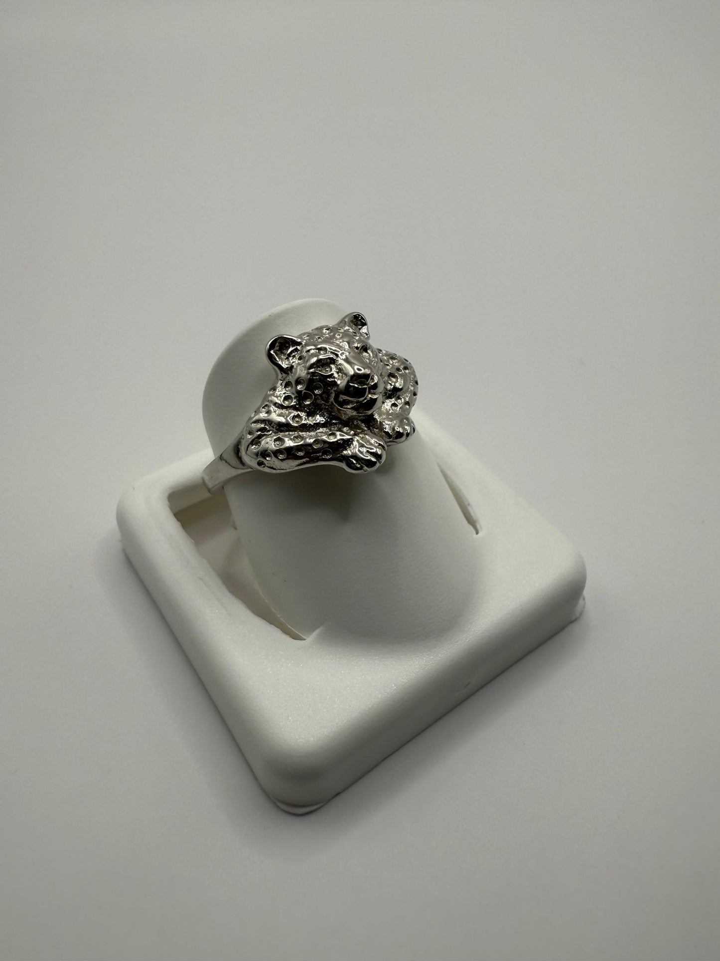 Leopard Face Ring Sterling Silver 925