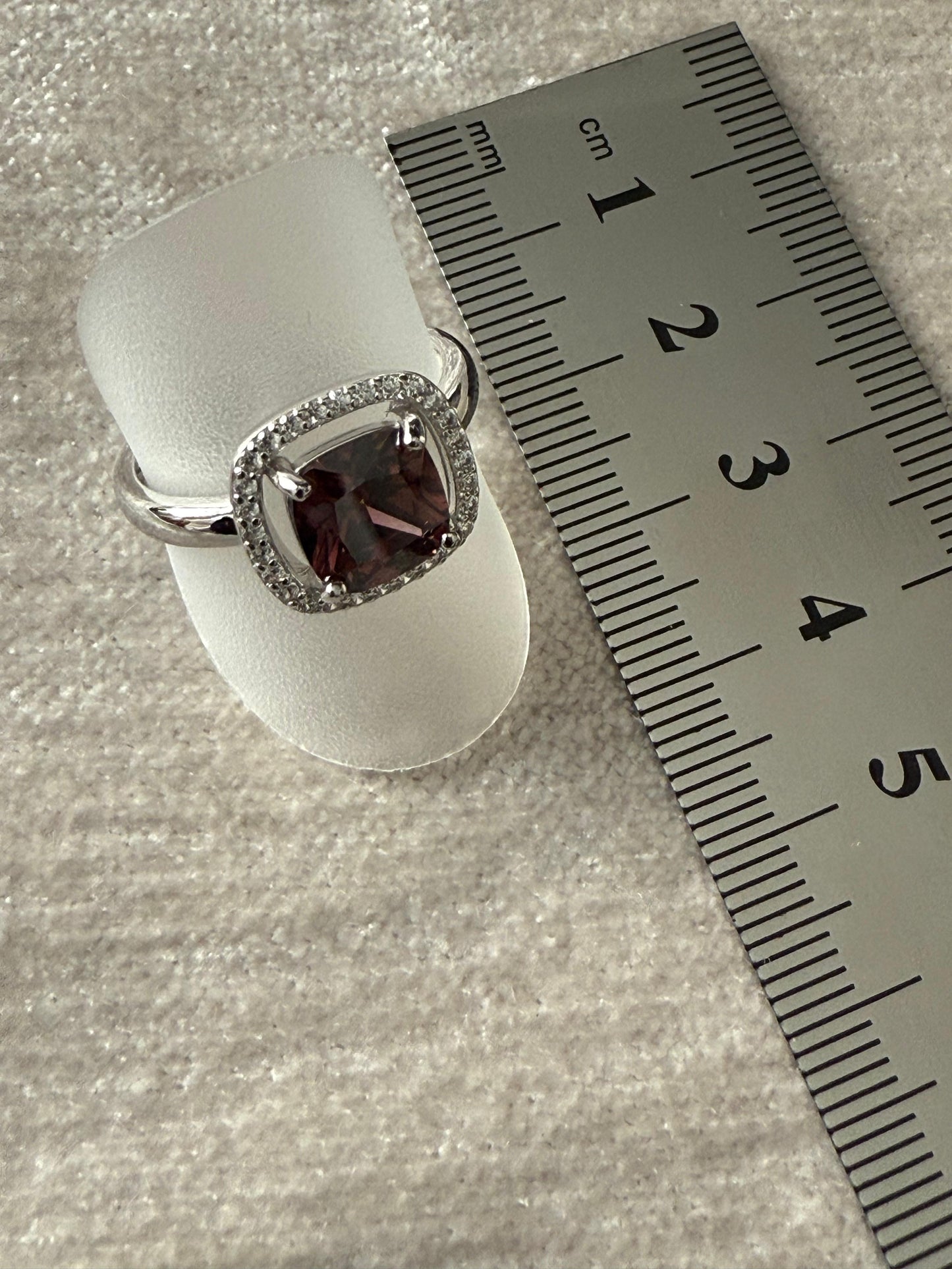 Plum Pink Cubic Zirconia Ring Sterling Silver 925