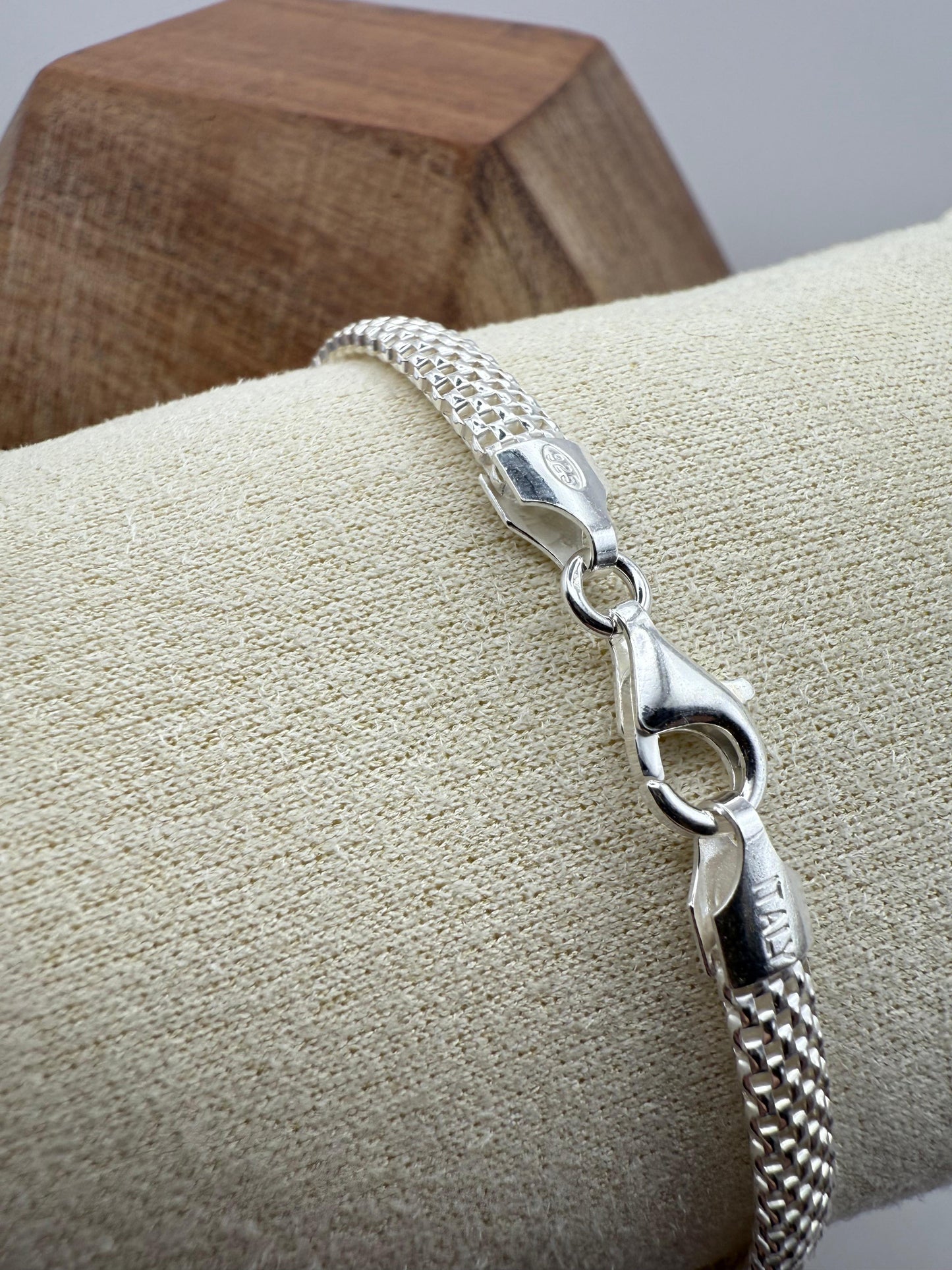 Oval Popcorn Bracelet 19 cm Sterling Silver 925