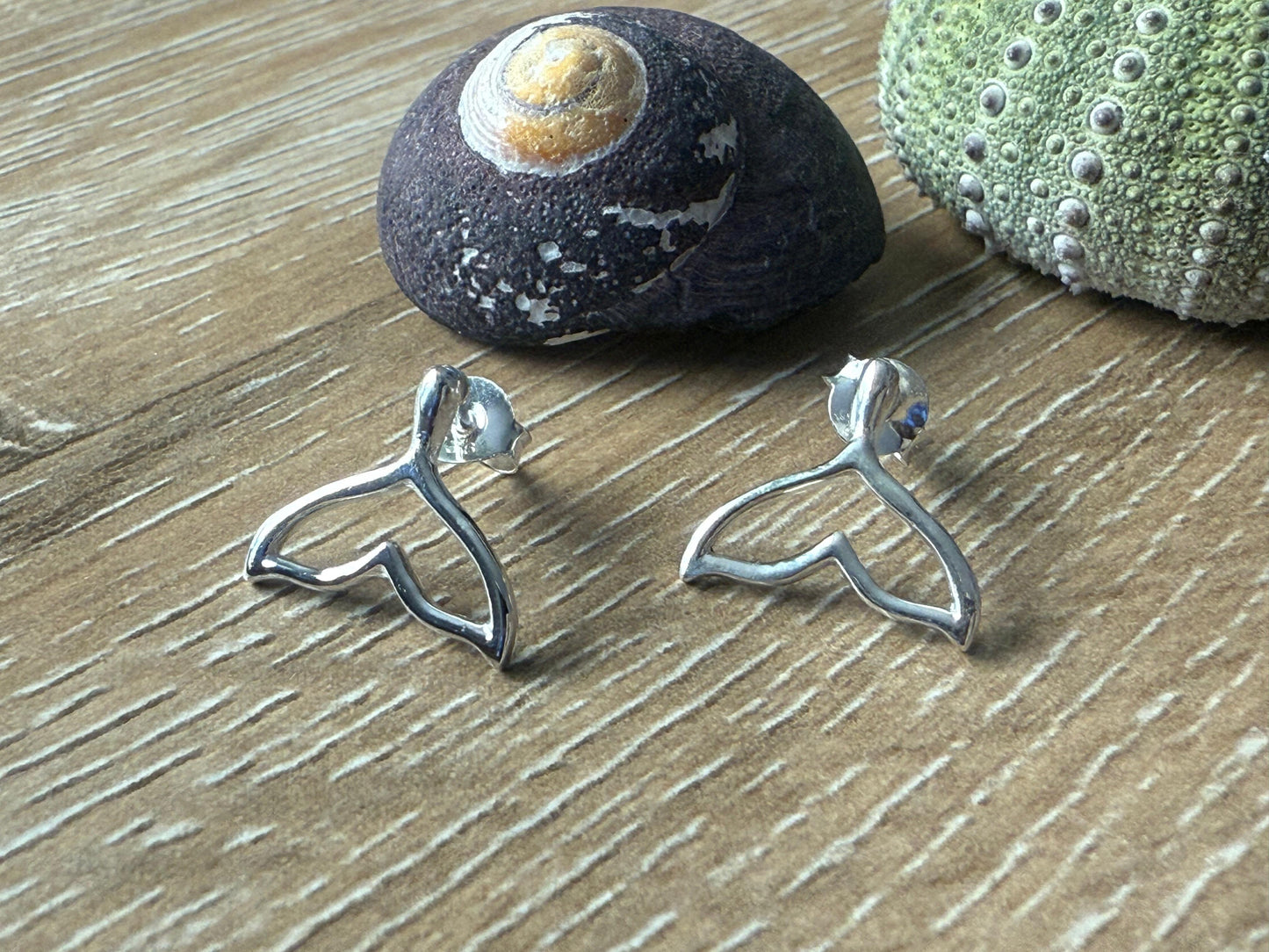 Whale Tale Earrings Sterling Silver 925