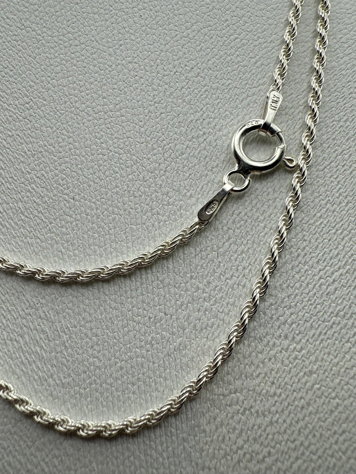 Solid 2 mm Sterling Silver Rope Chain