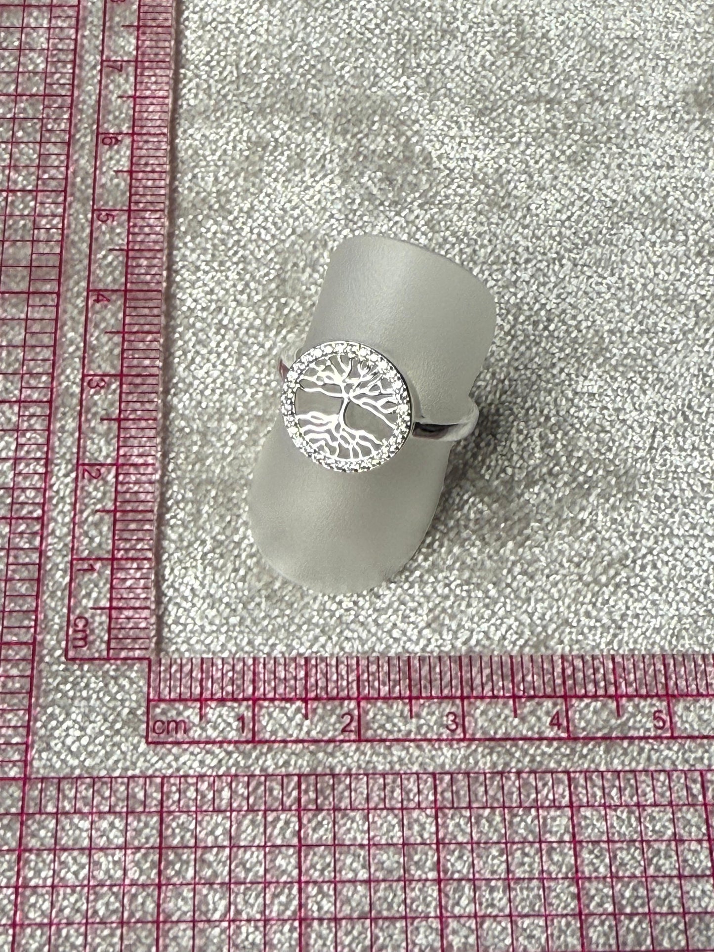 Tree of Life Ring with C/Z border Sterling Silver 925