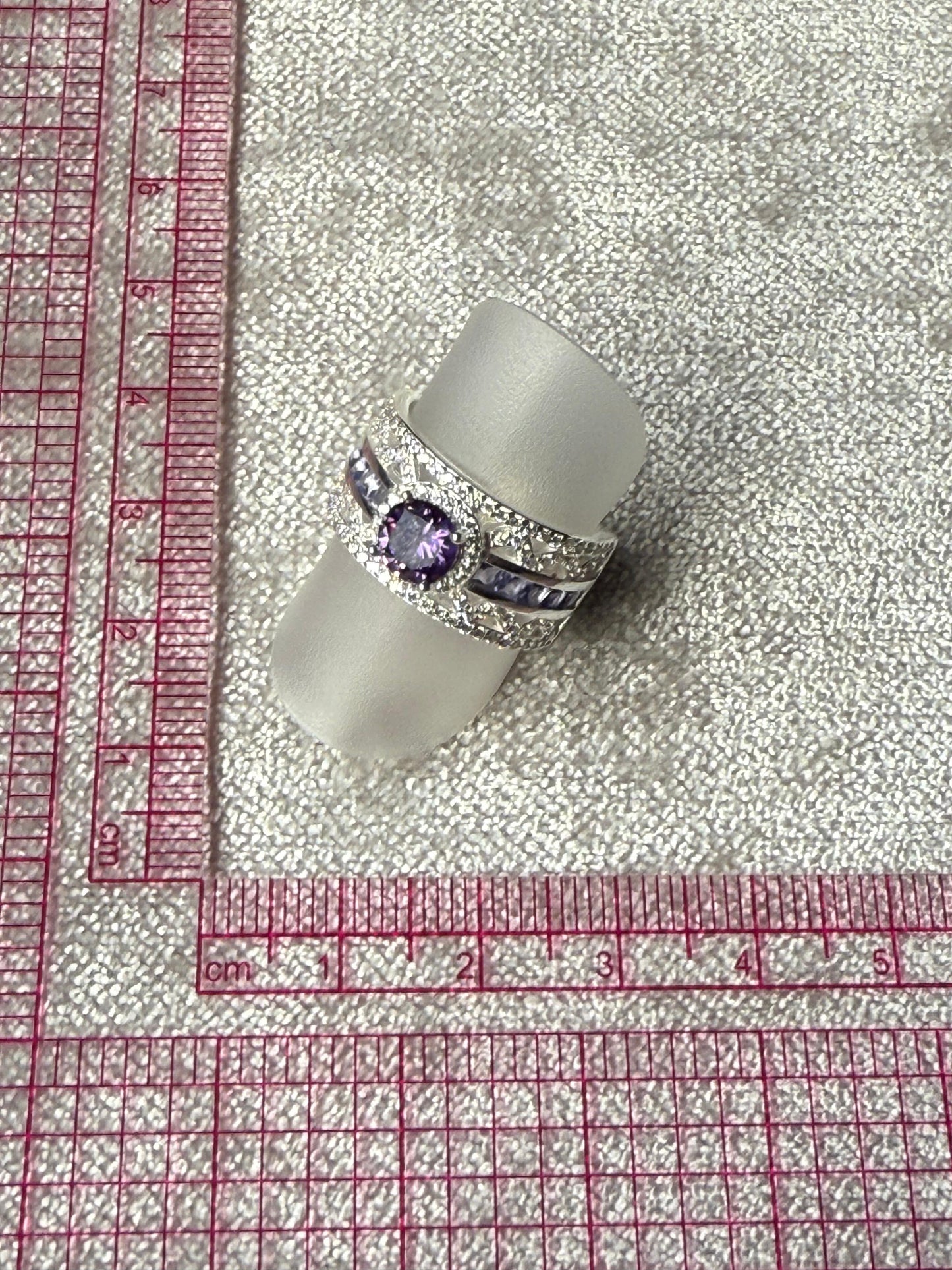 Broad LDR Purple C/Z Ring Sterling Silver 925