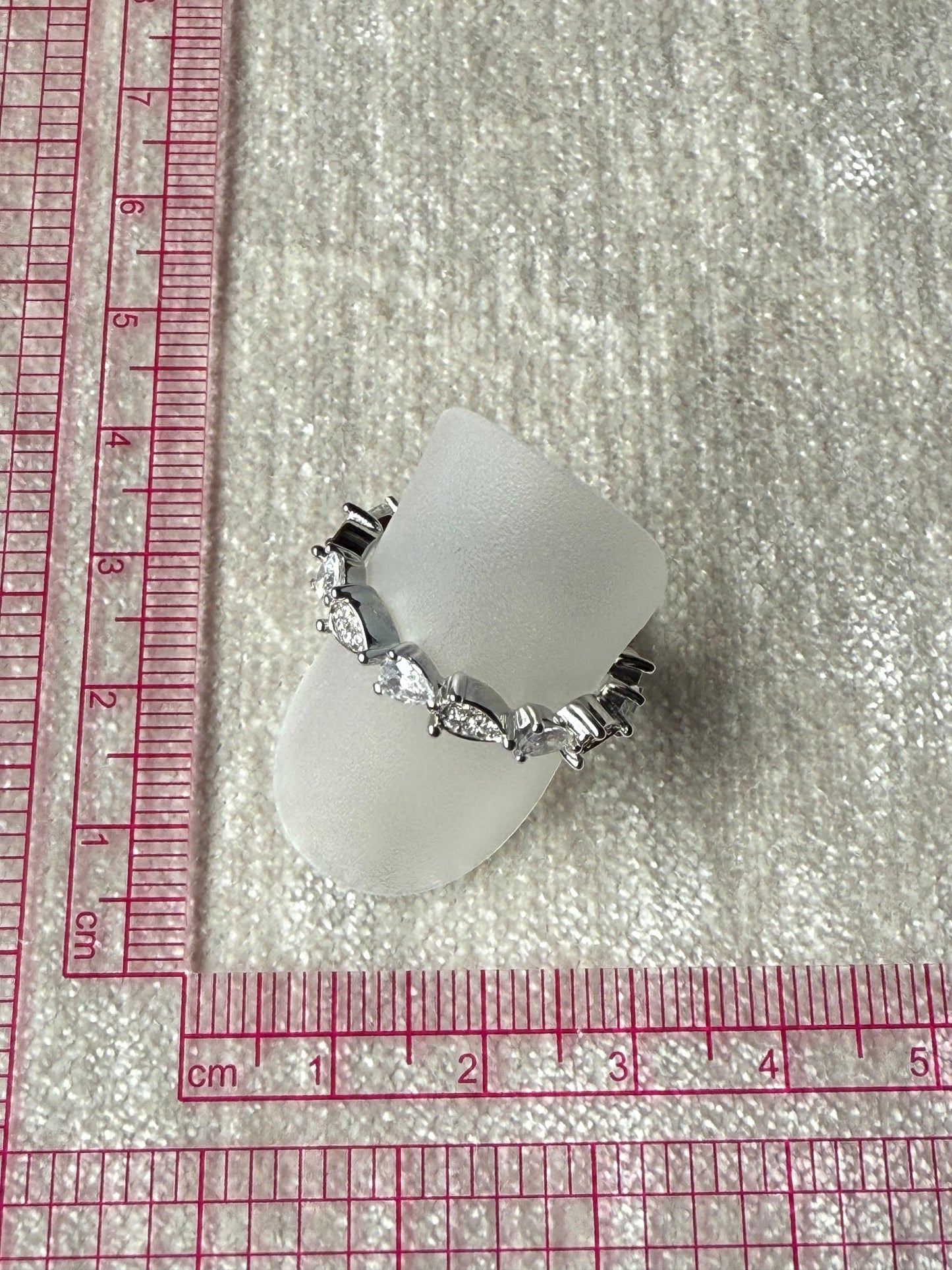 Rhodium Plated Paved Tear Drop Ring Sterling Silver 925