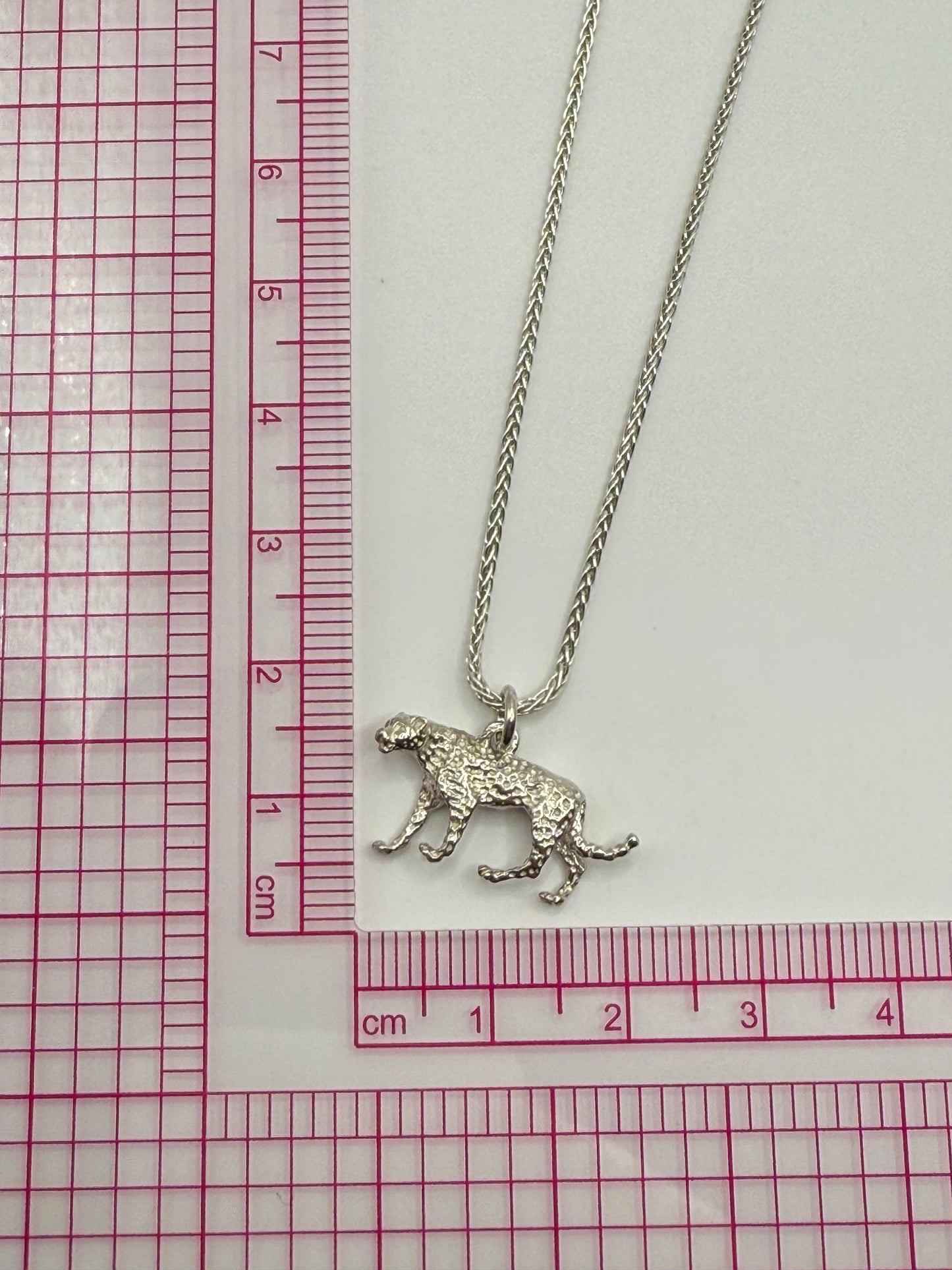 Wheat Necklace 55cm with Solid Cheetah Pendant