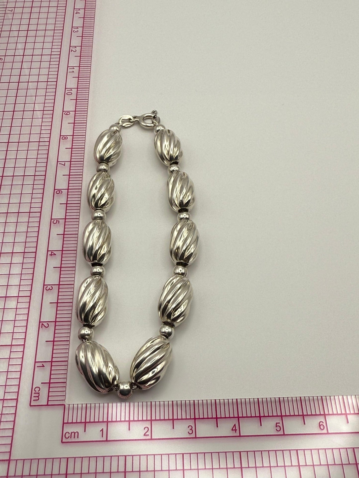 Fancy Bead Bracelet Sterling Silver 925