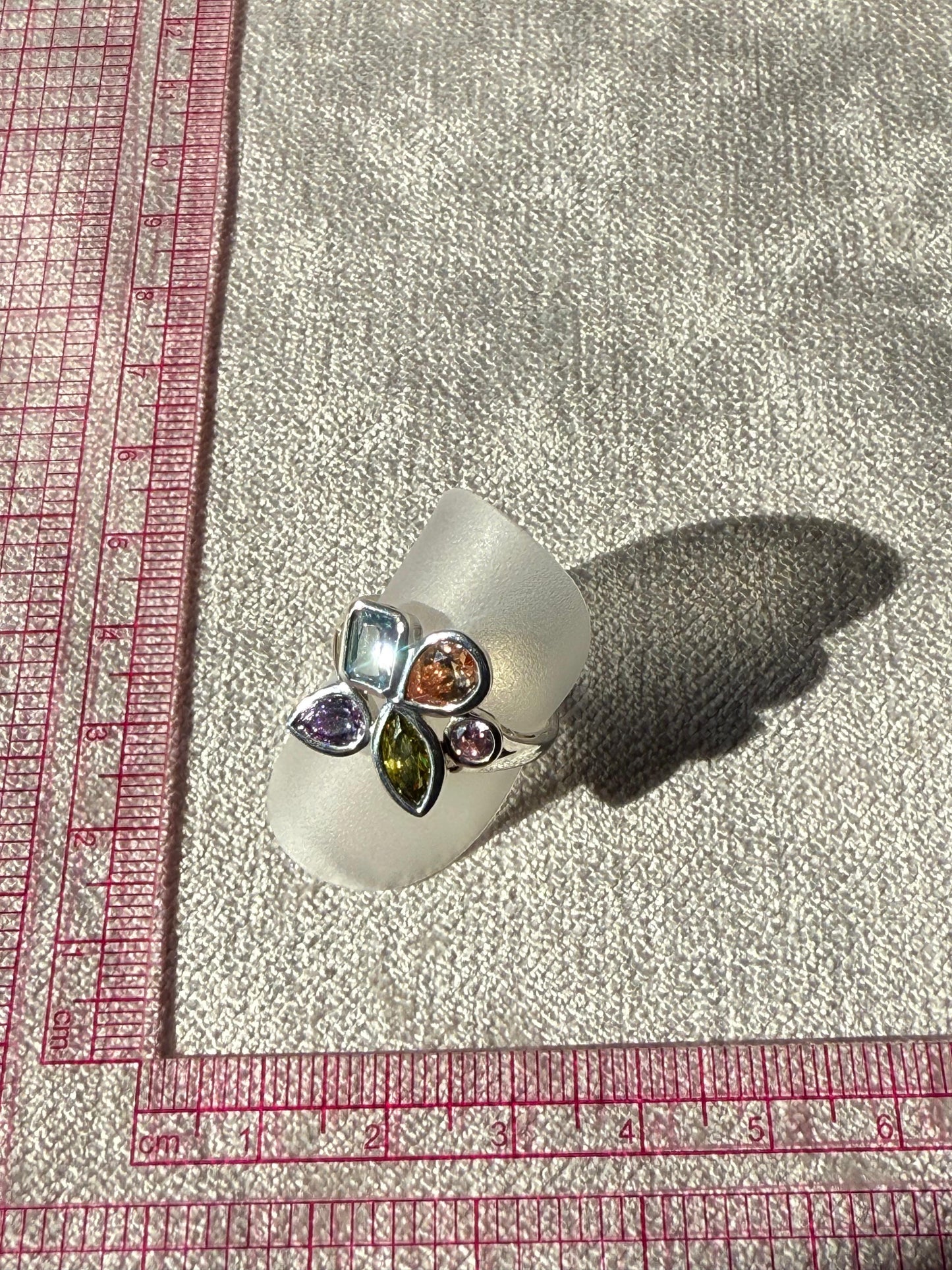Unique C/Z Flower Ring Sterling Silver 925