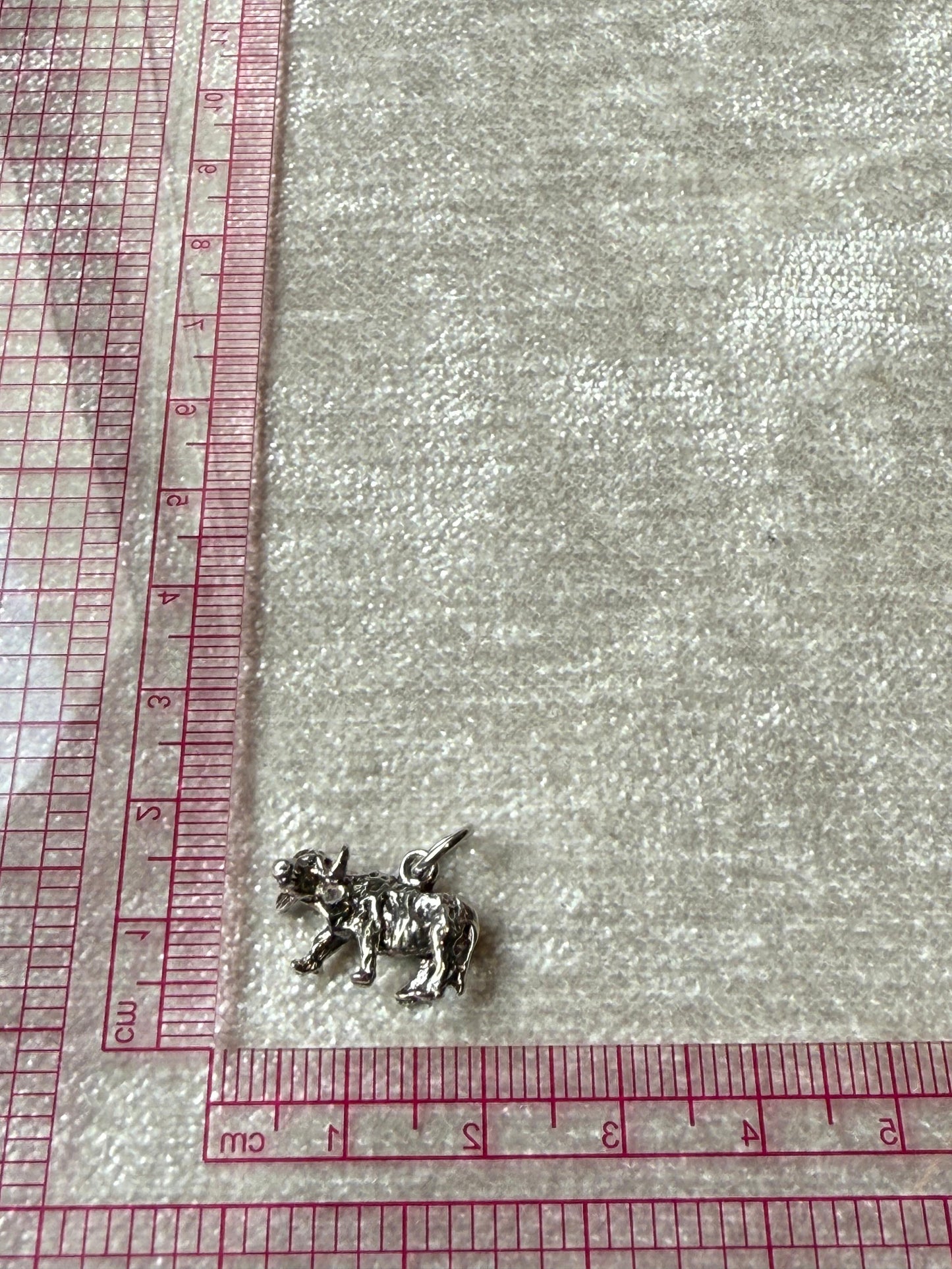 Handmade Solid Textured Buffalo Charm Sterling Silver 925