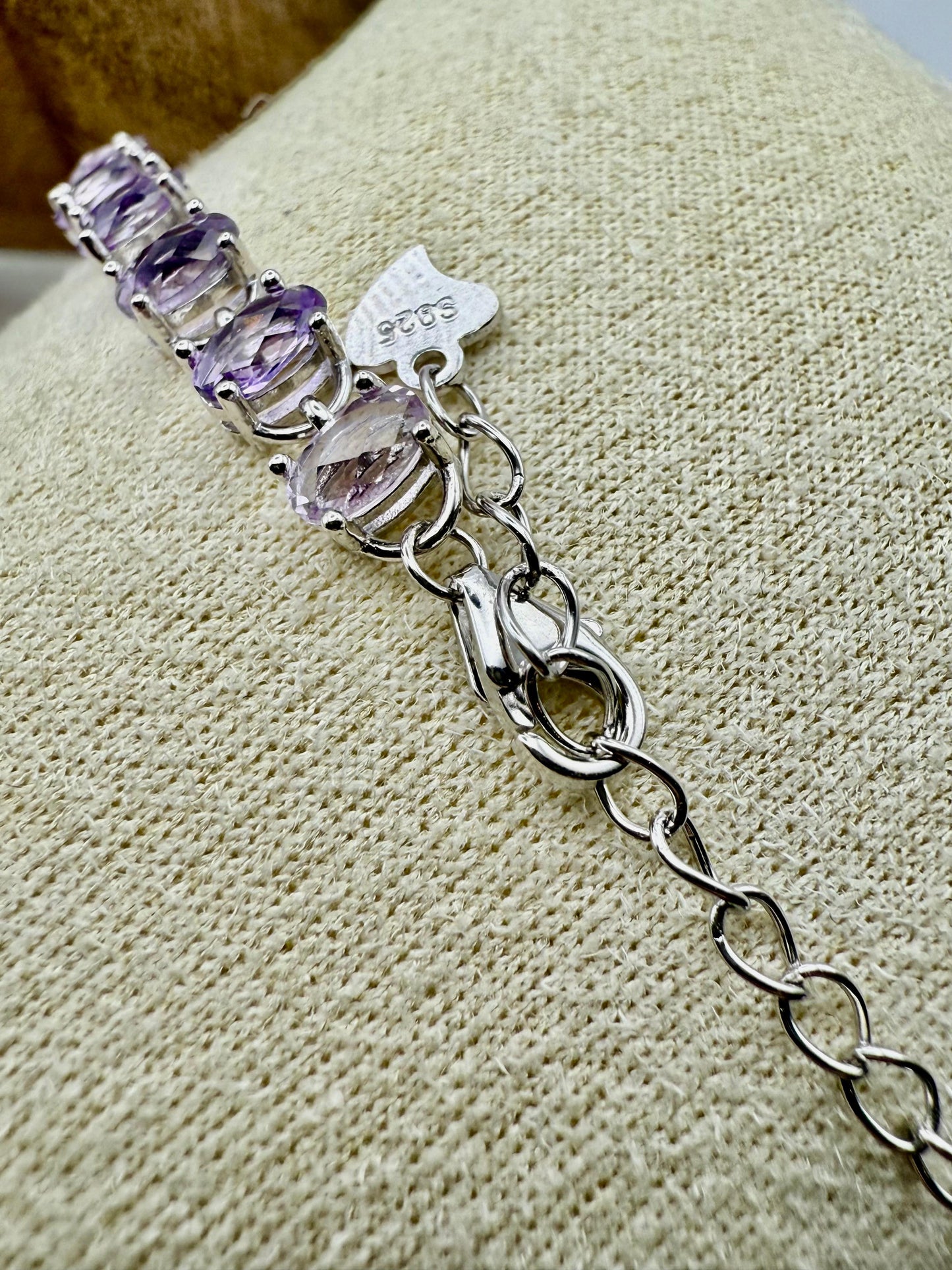 Oval Amethyst Bracelet Sterling Silver 925