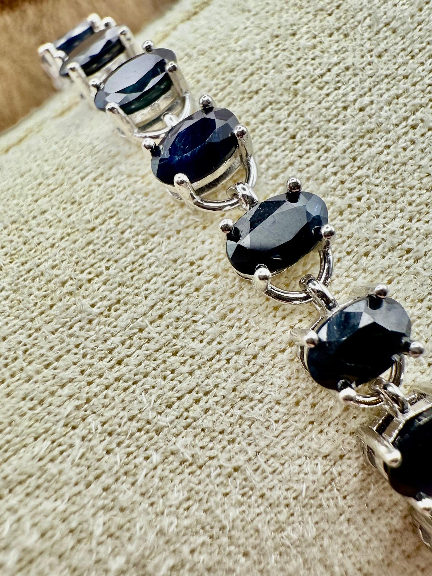 Oval Sapphire Bracelet Sterling Silver 925