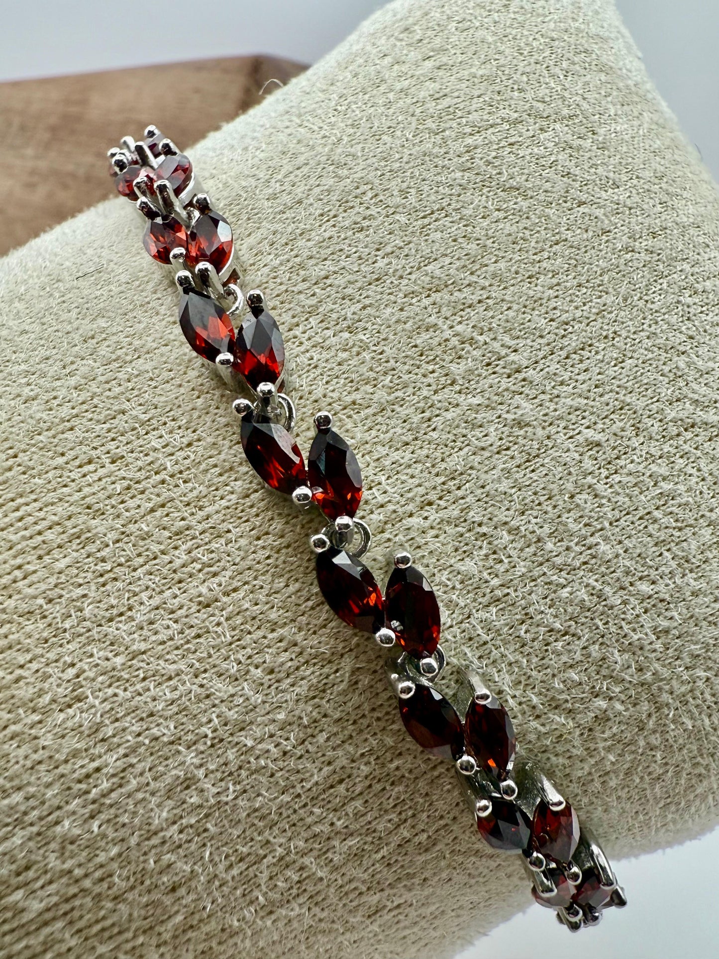 Marquise cut Garnet Bracelet Sterling Silver 925