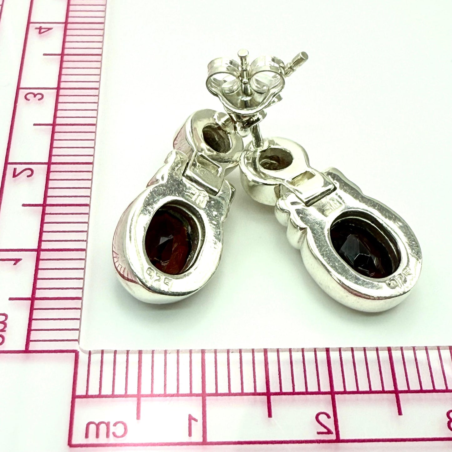 925 Sterling Silver Garnet Earrings