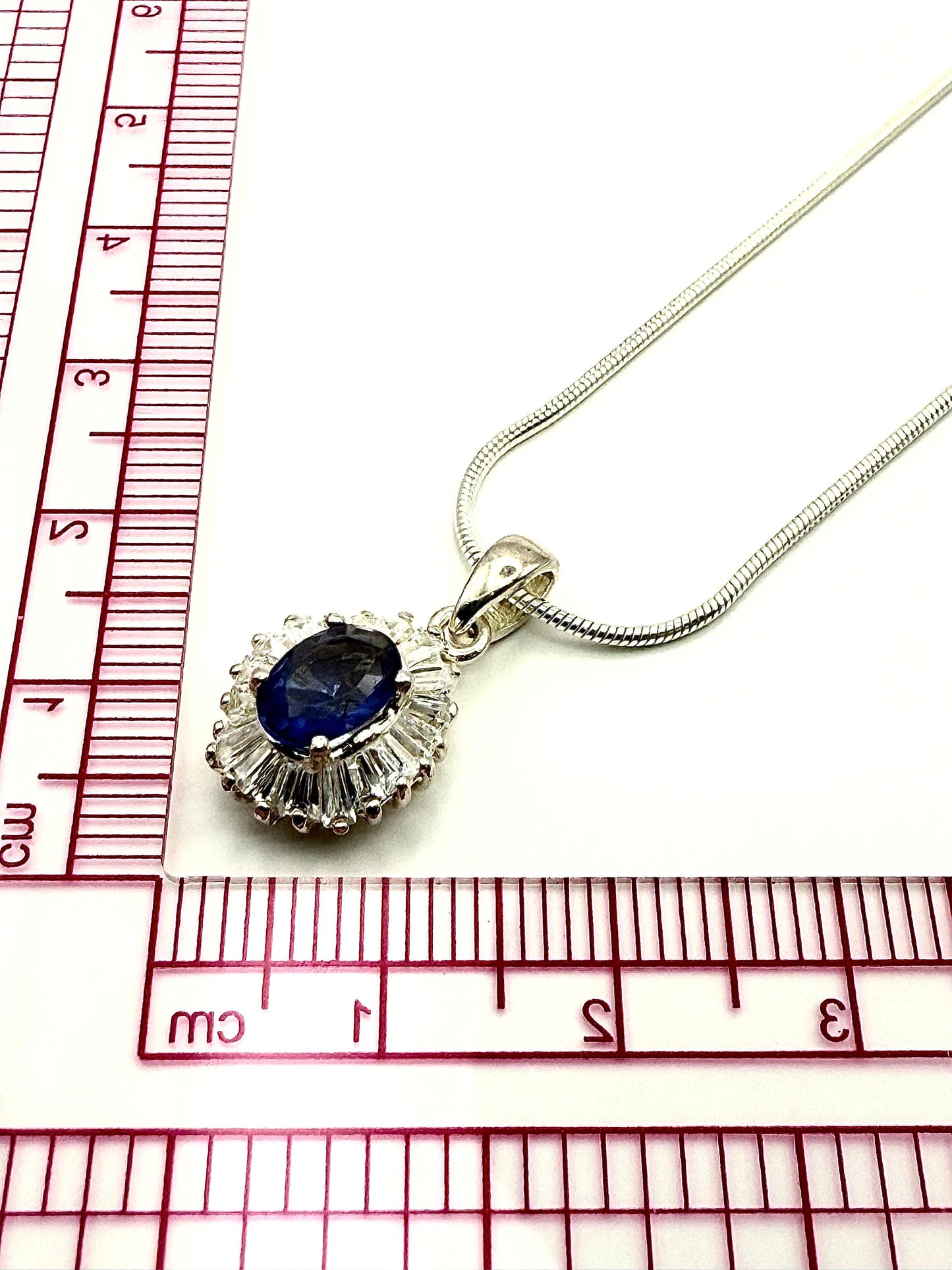 925 Sterling Silver 45cm Royal Sapphire-hued C/Z Necklace