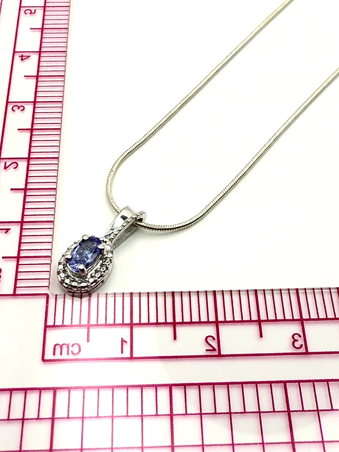 925 Sterling Silver 50cm Blue Violet C/Z Necklace