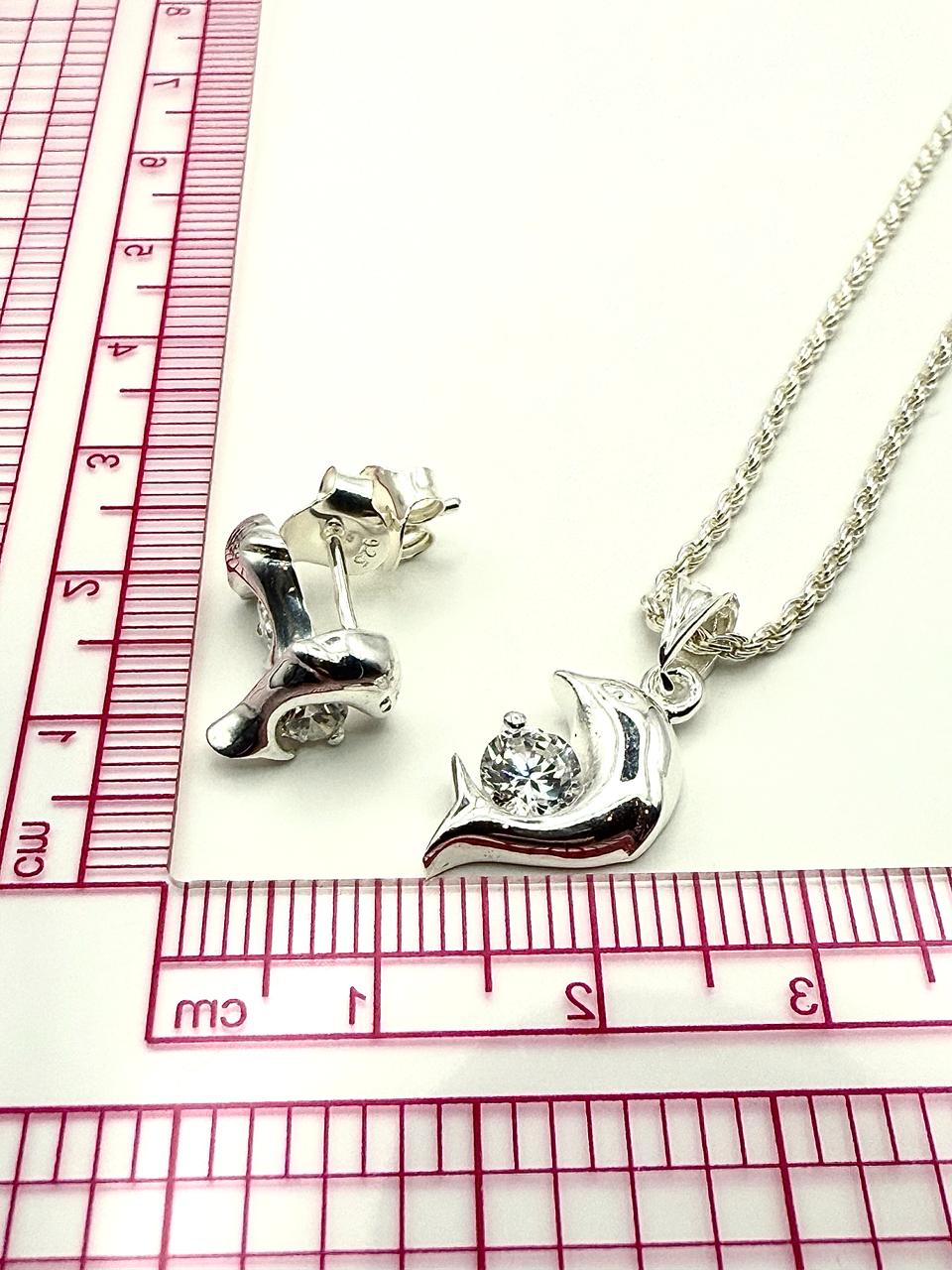925 Sterling Silver Dolphin Set