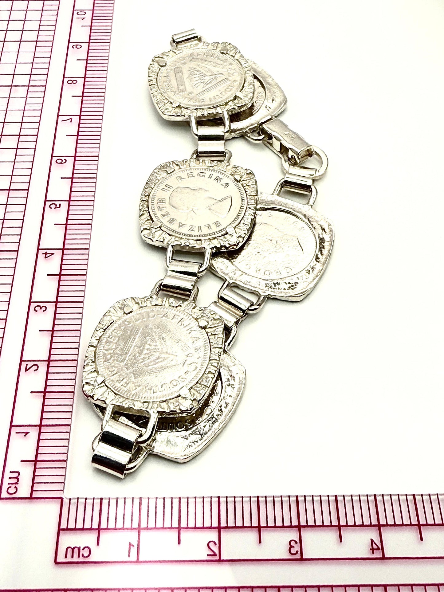 925 Sterling Silver 18.5cm Coin Bracelet