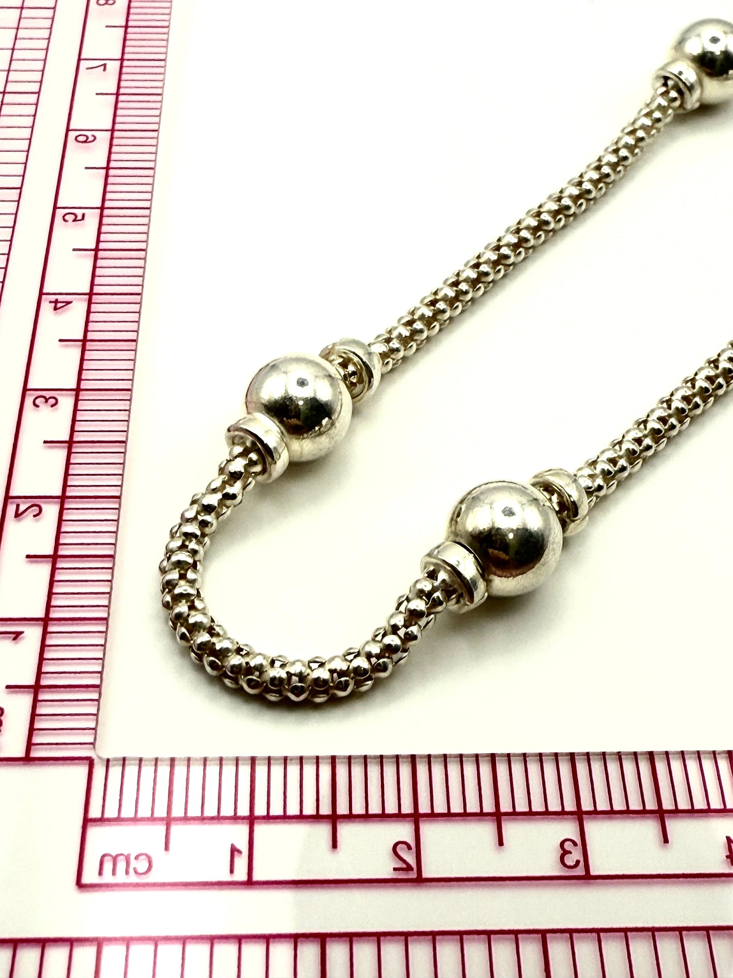 925 Sterling Silver 40cm Popcorn and Ball Necklace