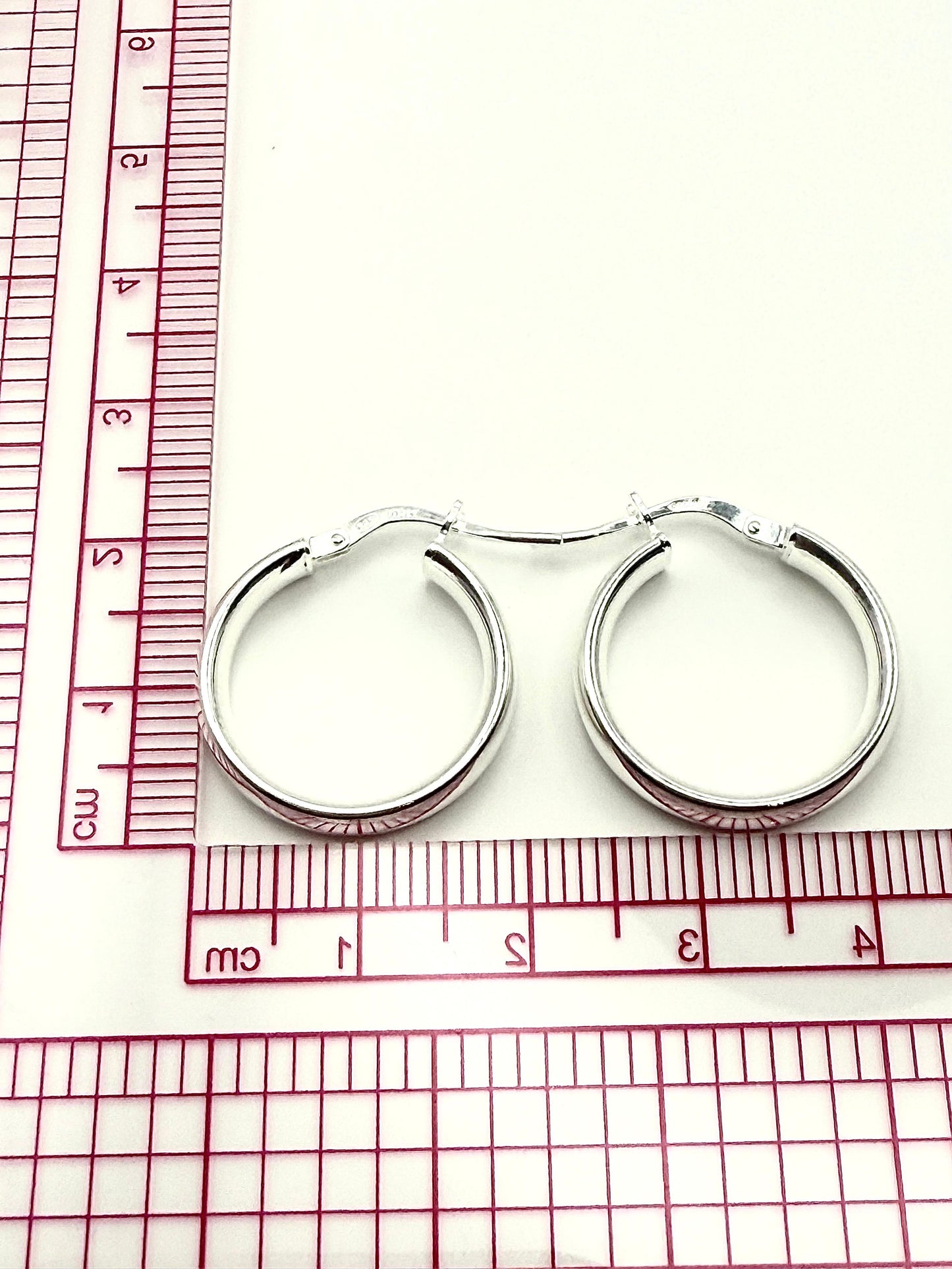 Oval Hoop Earrings 3mm x 20mm Sterling Silver 925