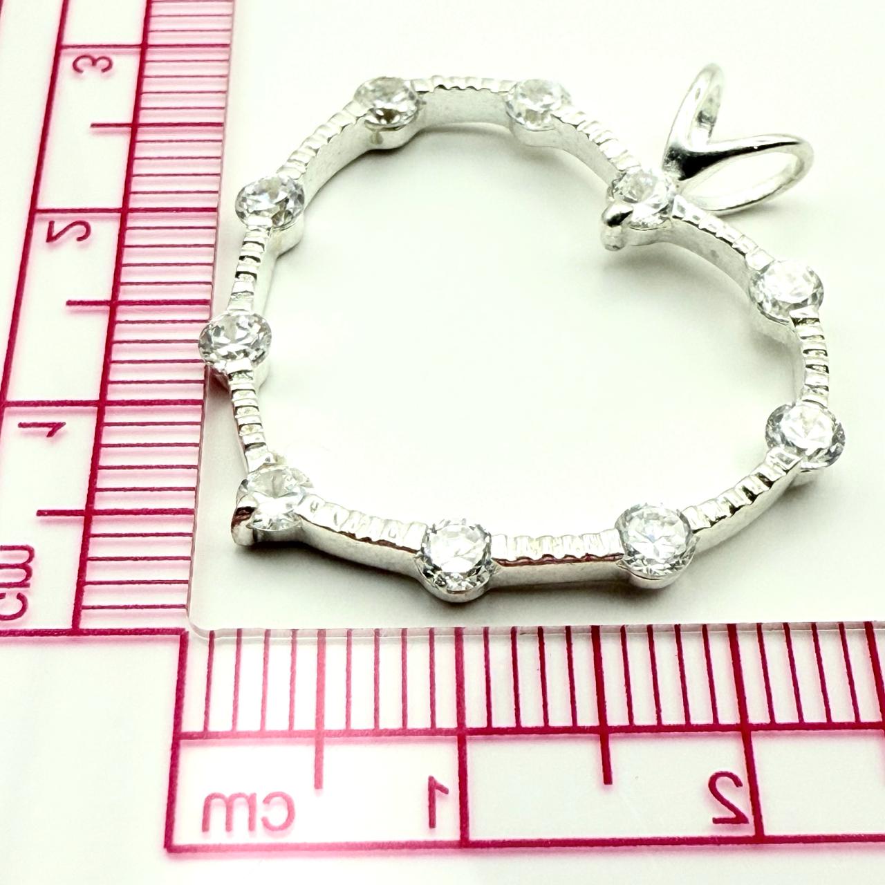 925 Sterling Silver Open-Heart Halo C/Z Pendant