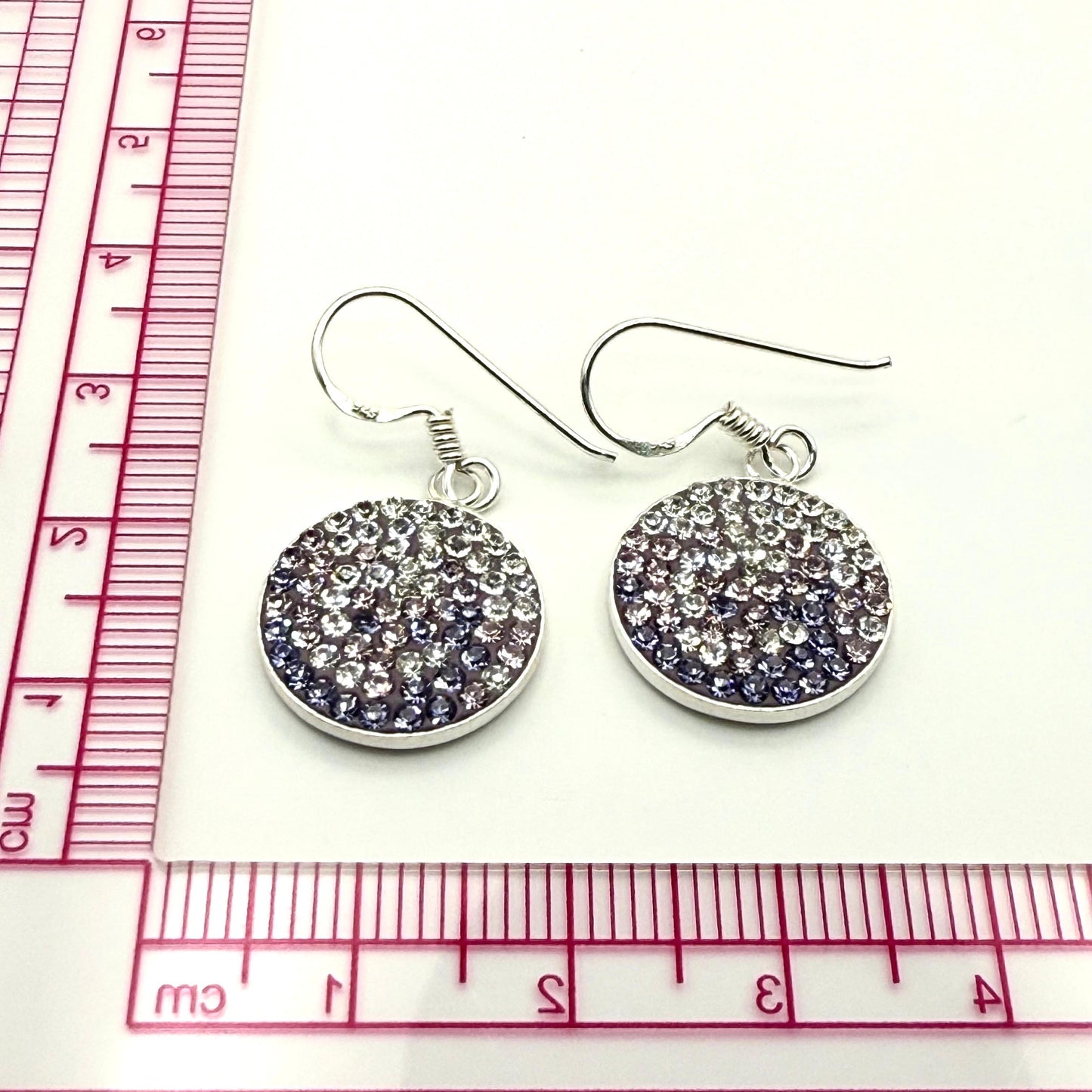 925 Sterling Silver Round Pink and Purple C/Z Earring