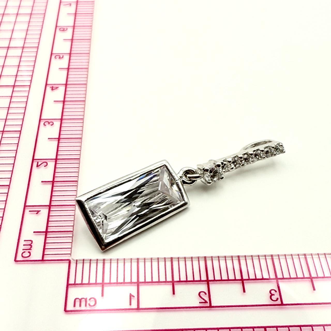 925 Sterling Silver Radiant-Cut Crystal Pendant