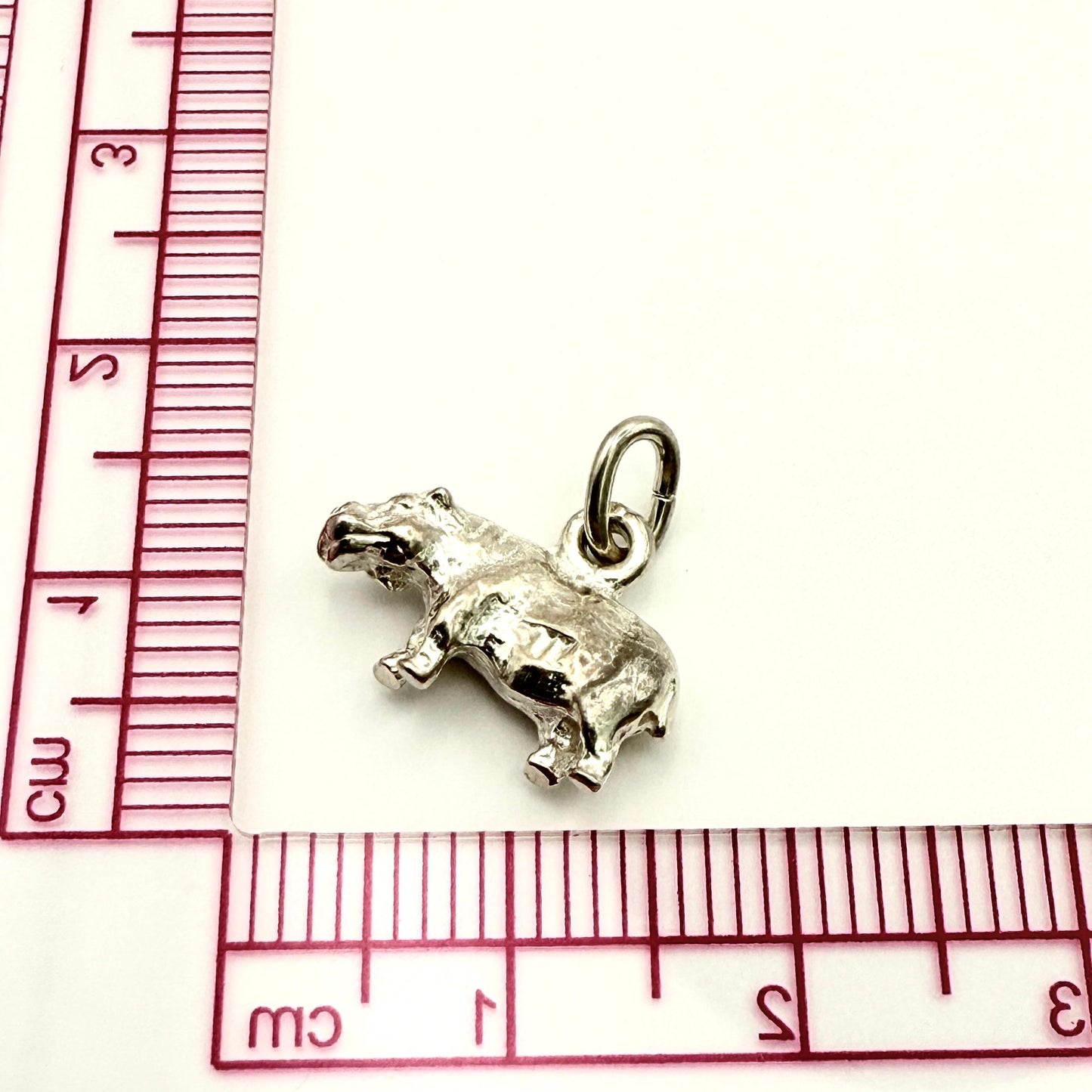 925 Sterling Silver Handmade Hippo Charm