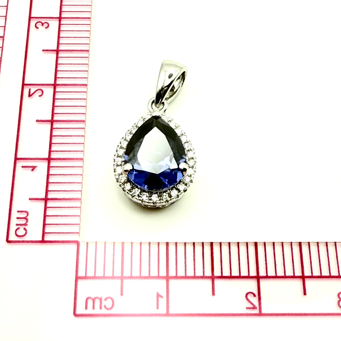 925 Sterling Silver C/Z Sapphire Pendant
