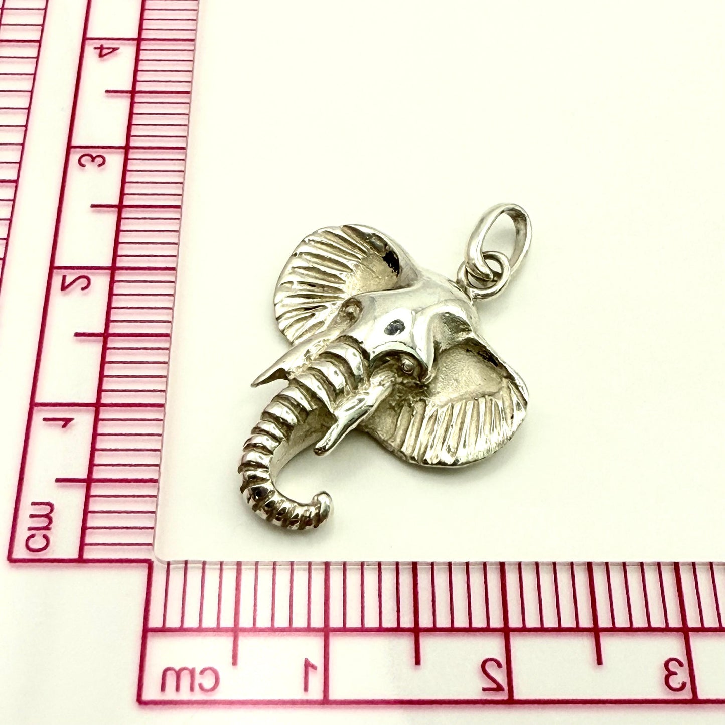 925 Sterling Silver Elephant Face Pendant
