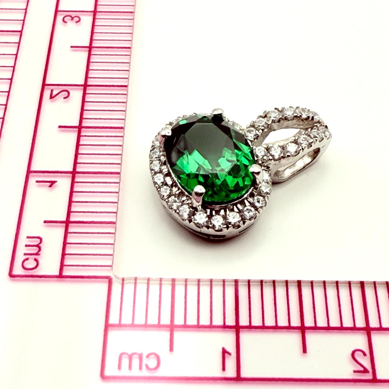 925 Sterling Silver Green Halo Pendant