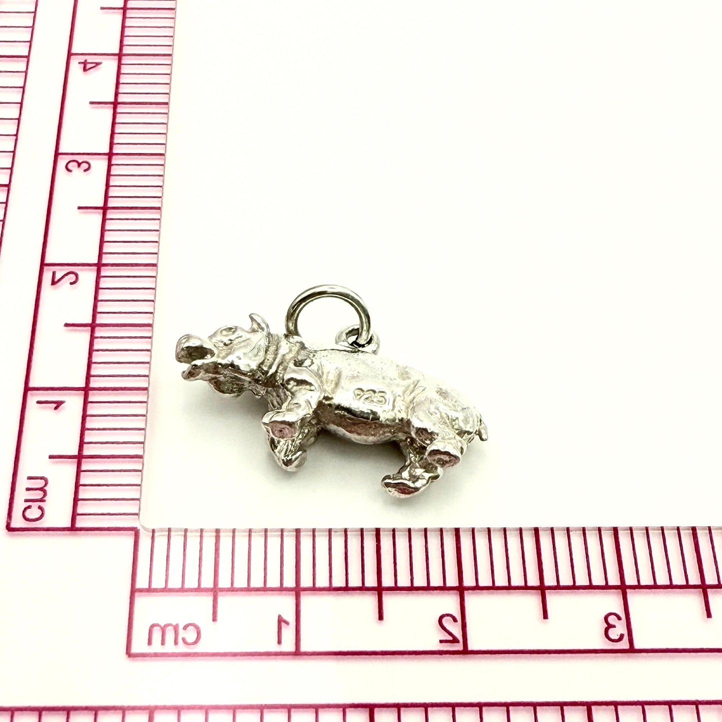 925 Sterling Silver Handmade Hippo Charm