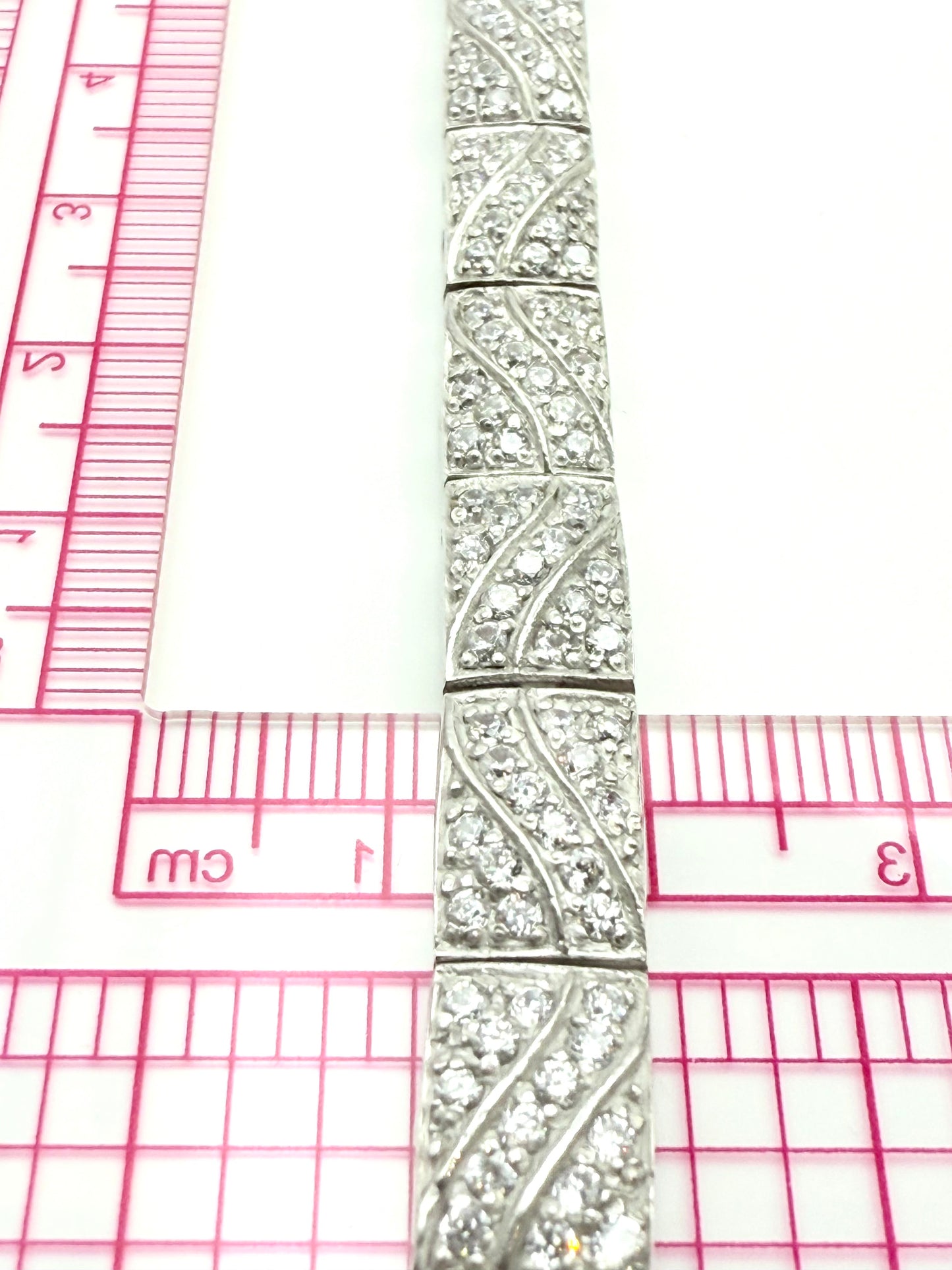 925 Sterling Silver Modern Art Deco 20cm Tennis Bracelet