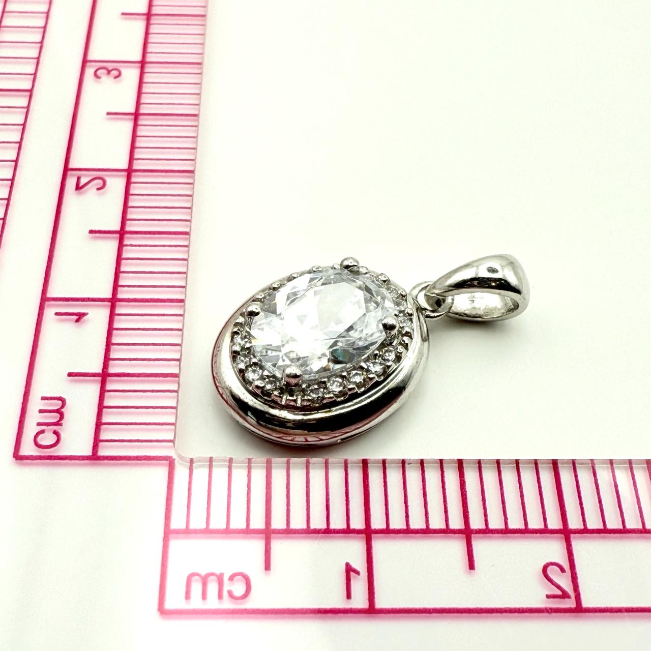 925 Sterling Silver Three-Lobe C/Z Pearl Shaped Pendant