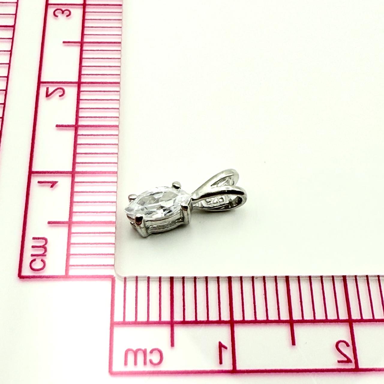 925 Sterling Silver Small C/Z Oval Cut Pendant