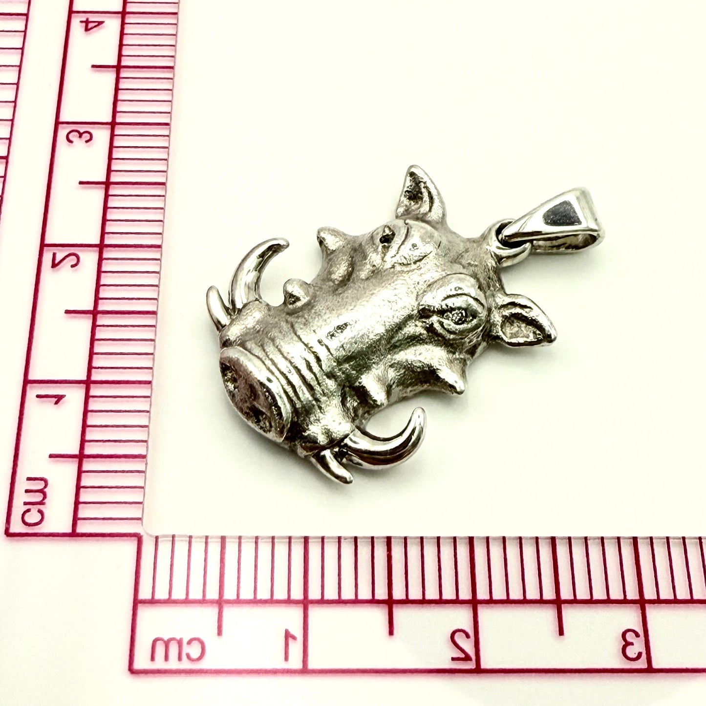 925 Sterling Silver Warthog Face Pendant