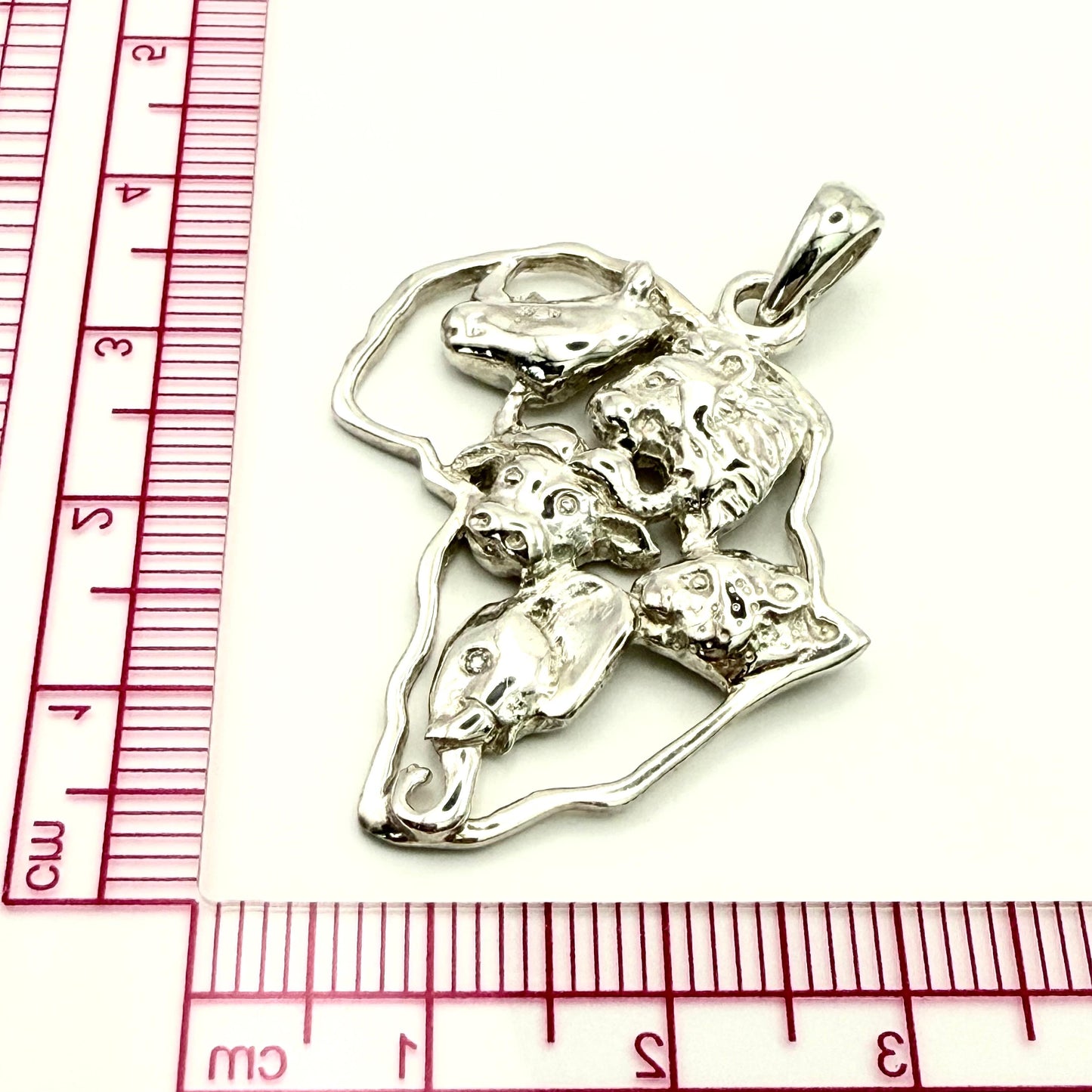 925 Stering Silver Large Africa Big Five Pendant
