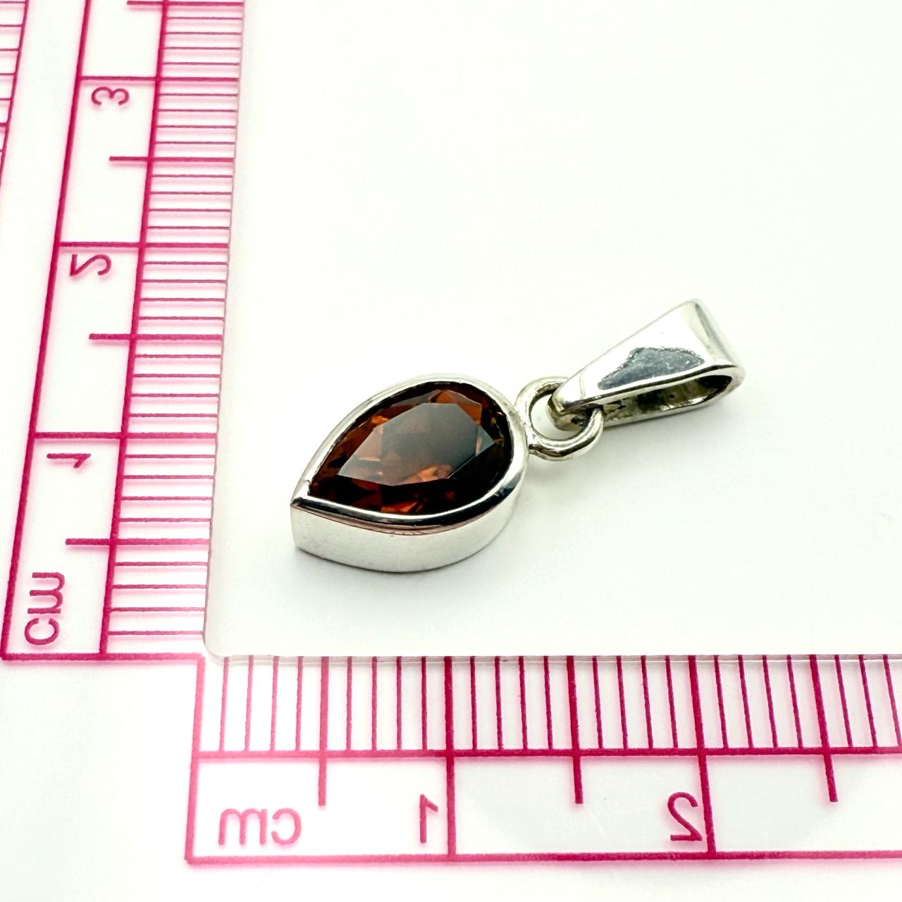 925 Sterling Silver Orange Garnet Pendant