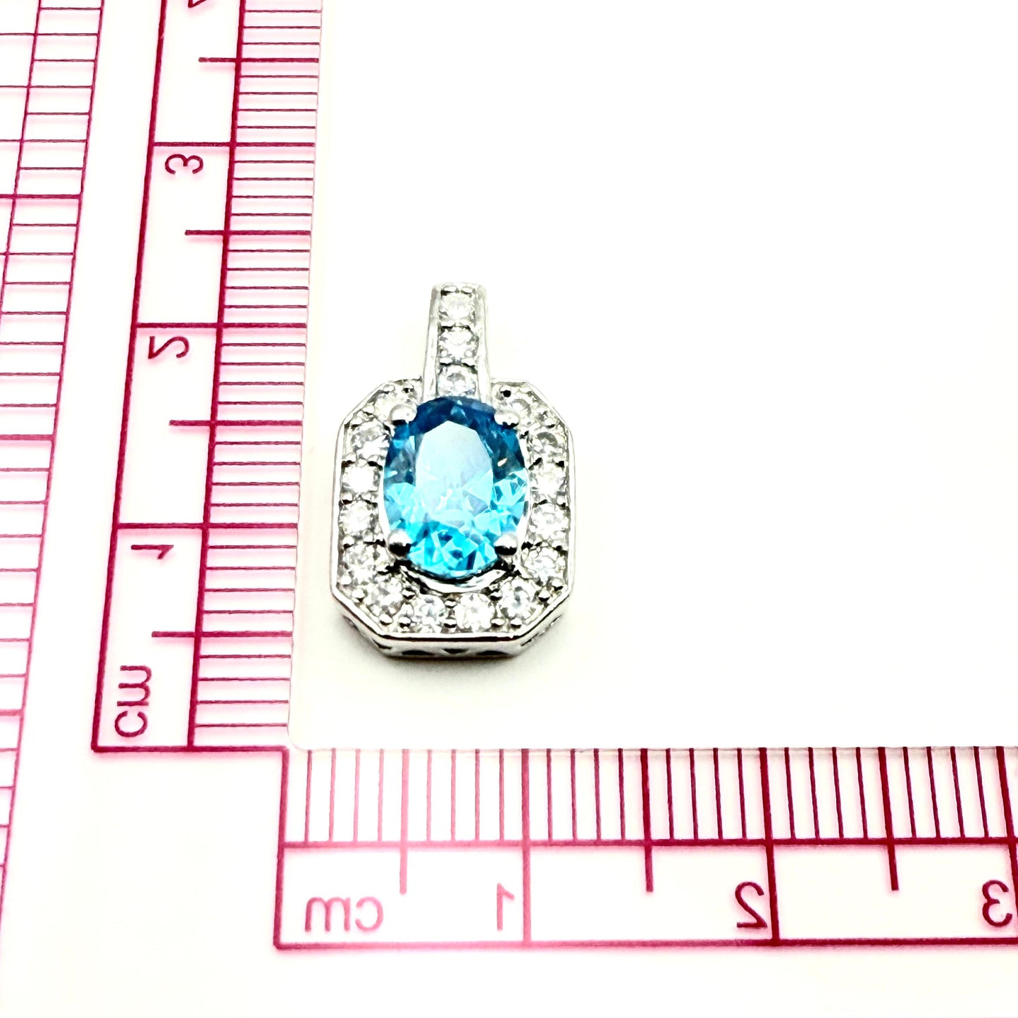 925 Sterling Silver Oval Topaz Hued C/Z Pendant