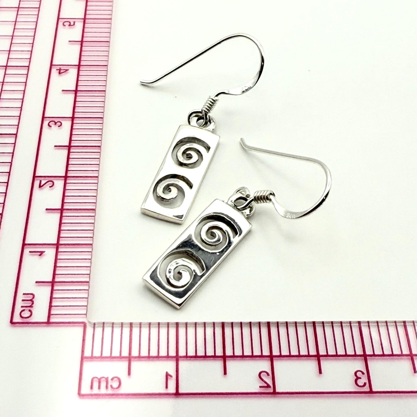 925 Sterling Silver Dual Spiral Tablet Earrings