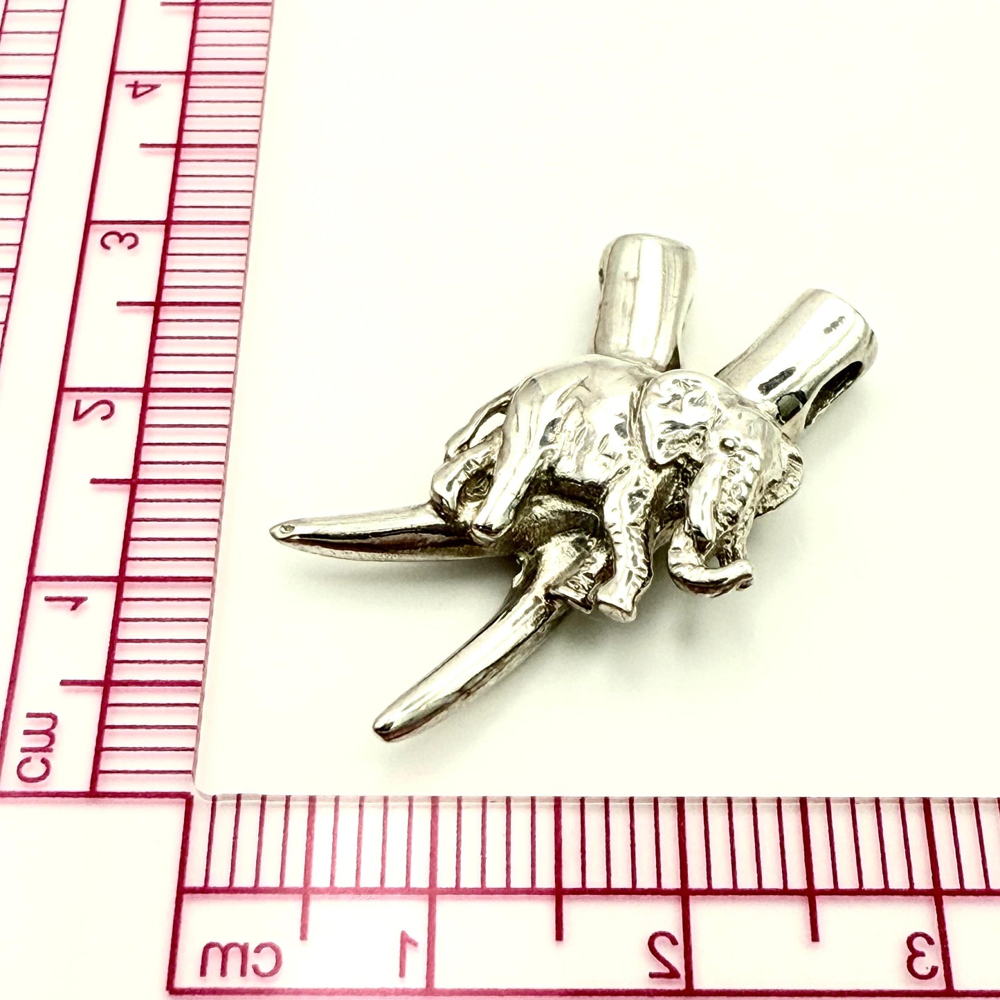 925 Sterling Silver Elephant and Tusks Pendant