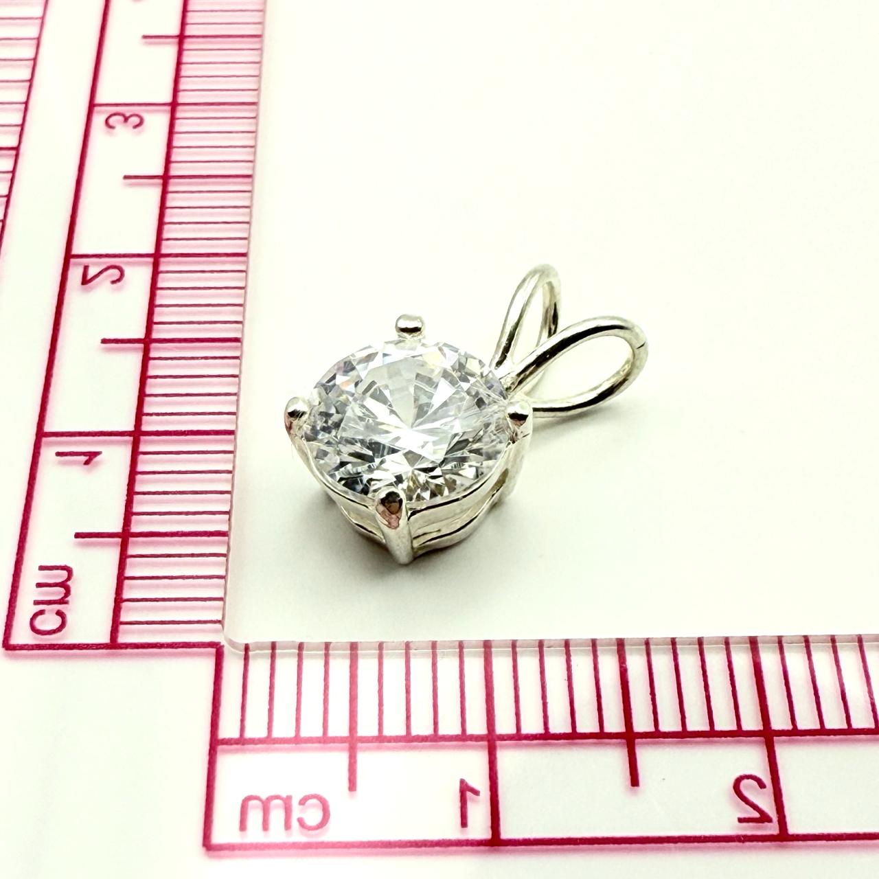 925 Sterling Silver Round Cut C/Z Pendant