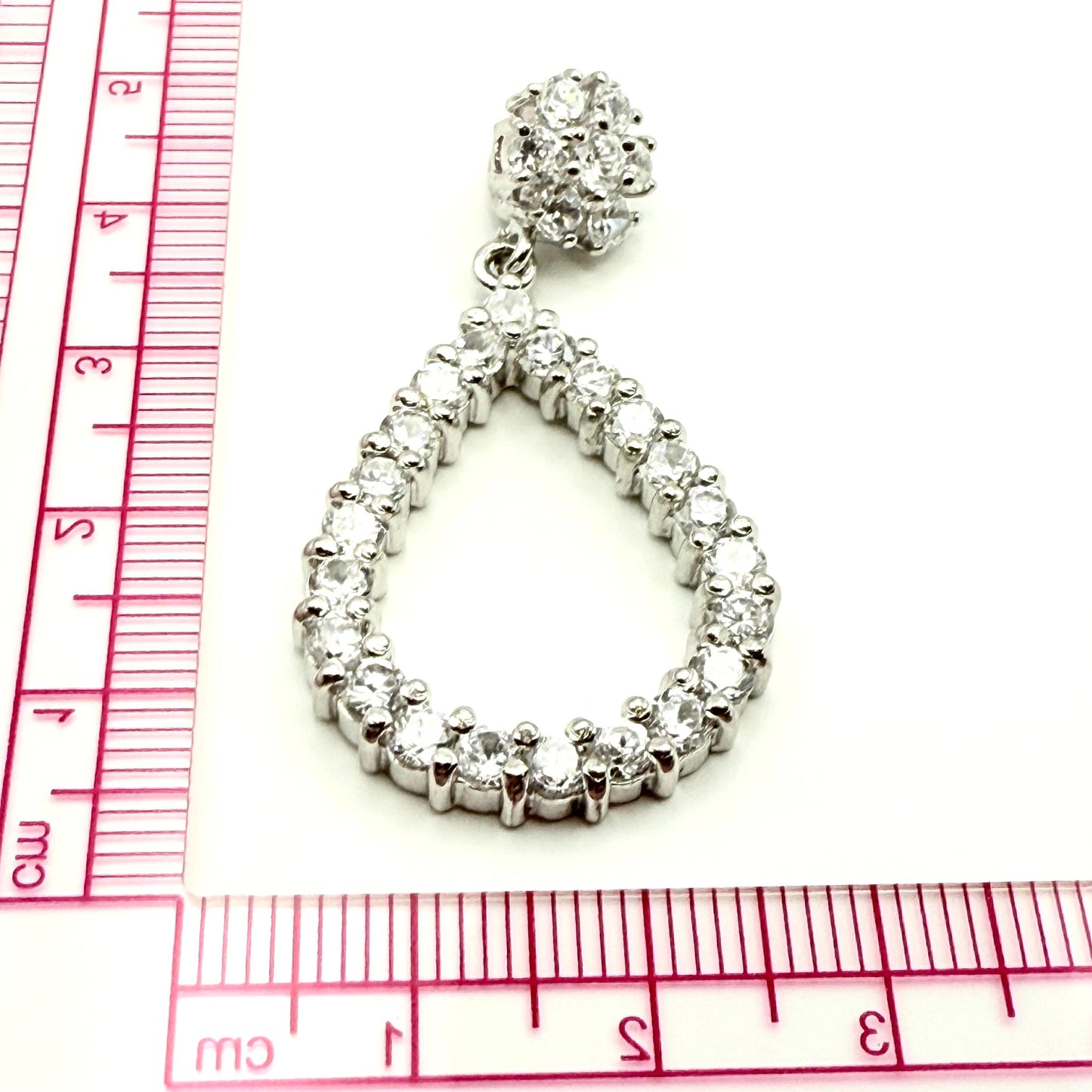 925 Sterling Silver Flower and Teardrop C/Z Pendant
