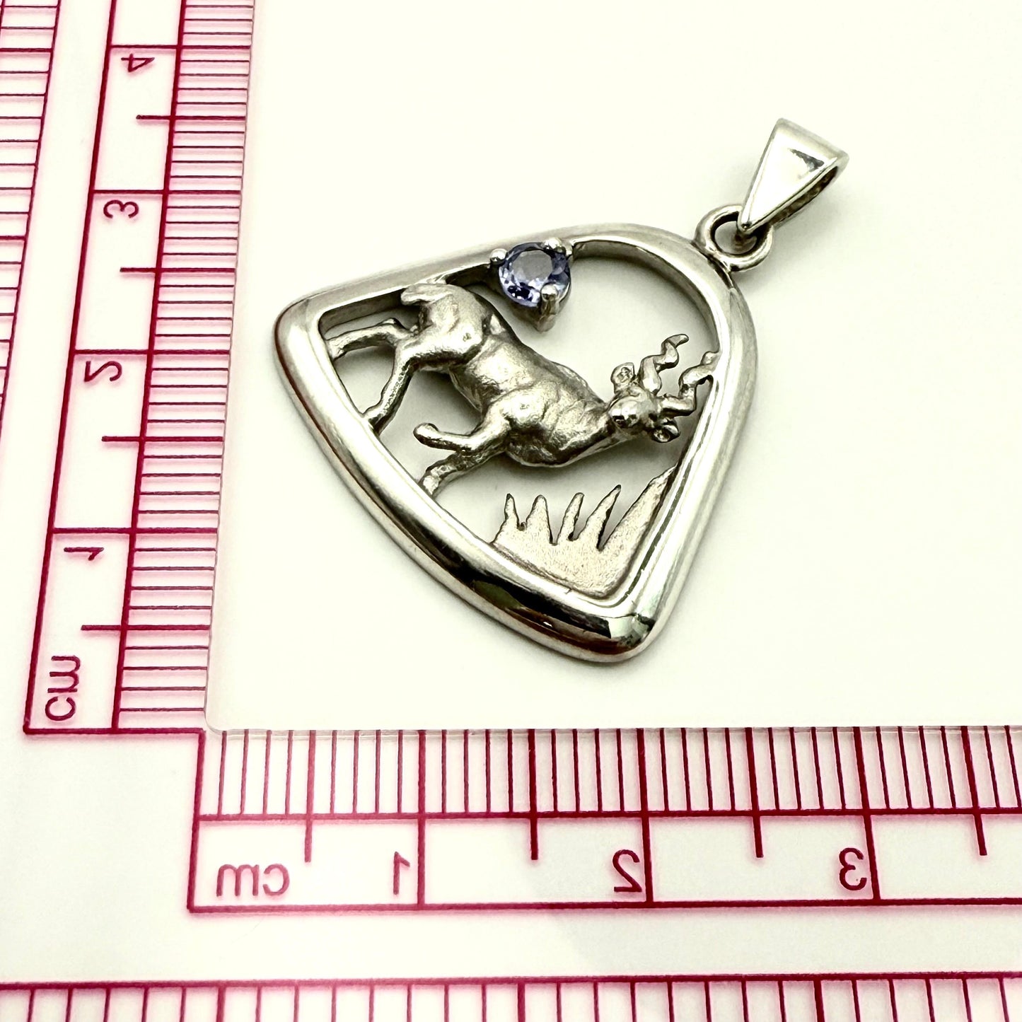 925 Sterling Silver Kudu with Tanzanite Pendant