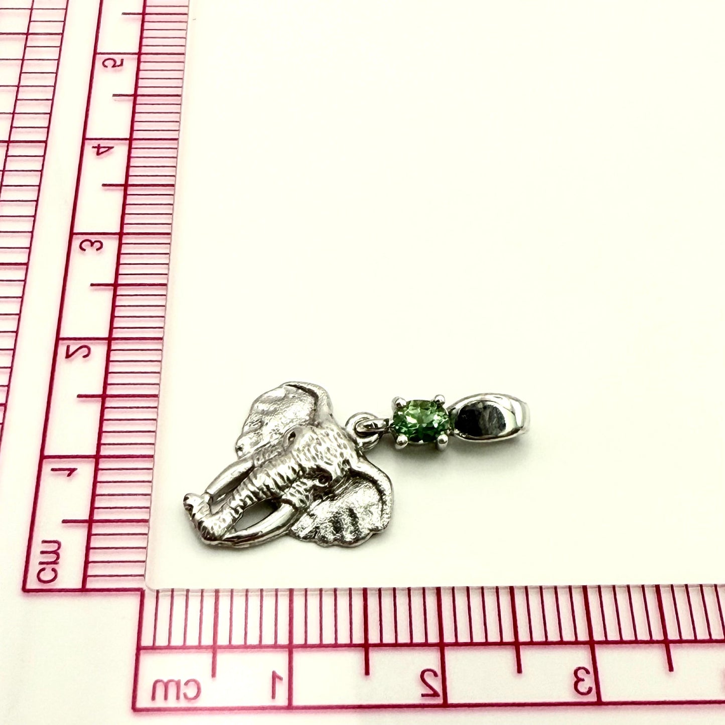 925 Sterling Silver Elephant Face with Natural Gemstone Pendant