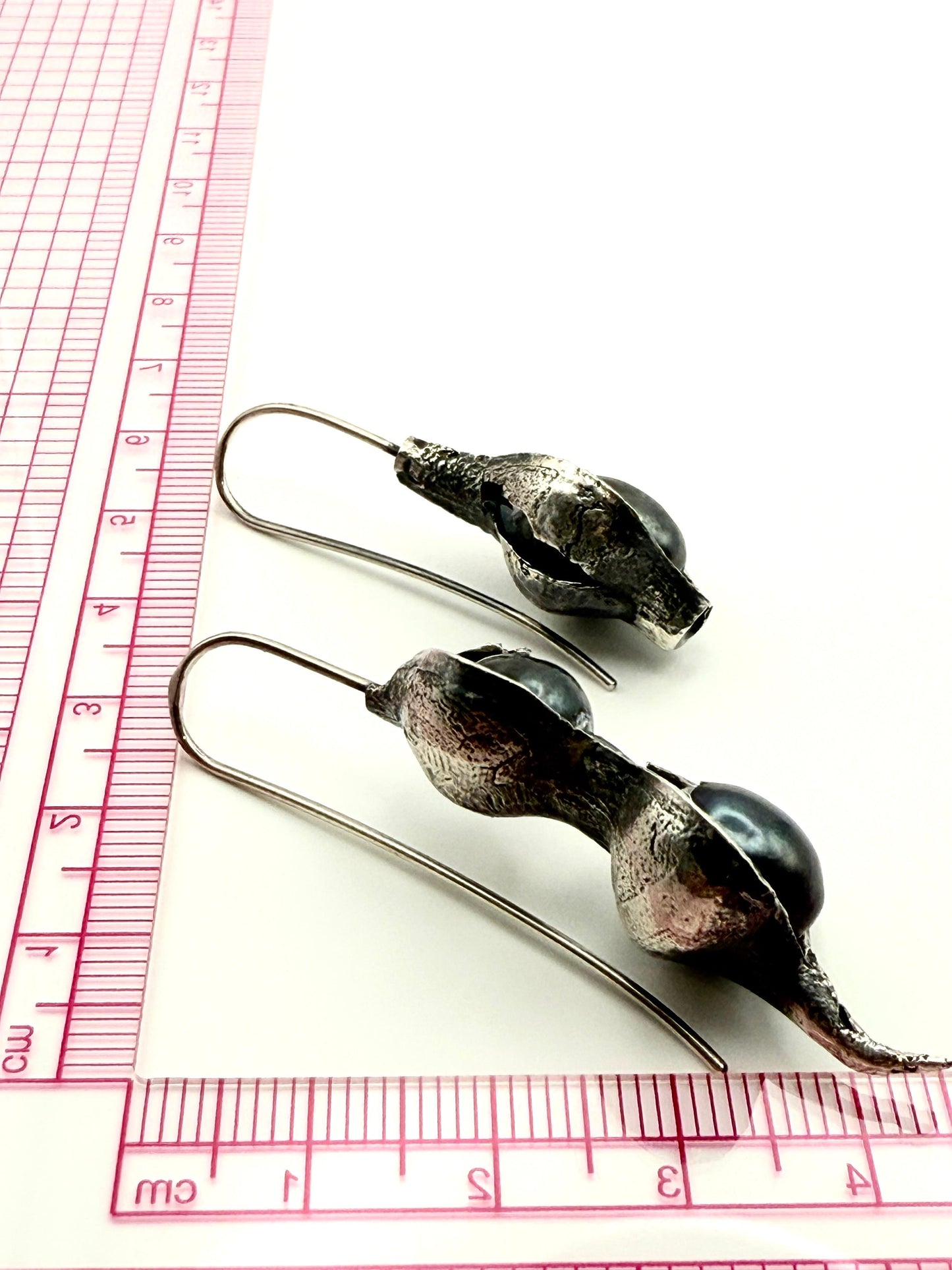 Lucky Bean with Pearl Earrings Sterling Silver 925