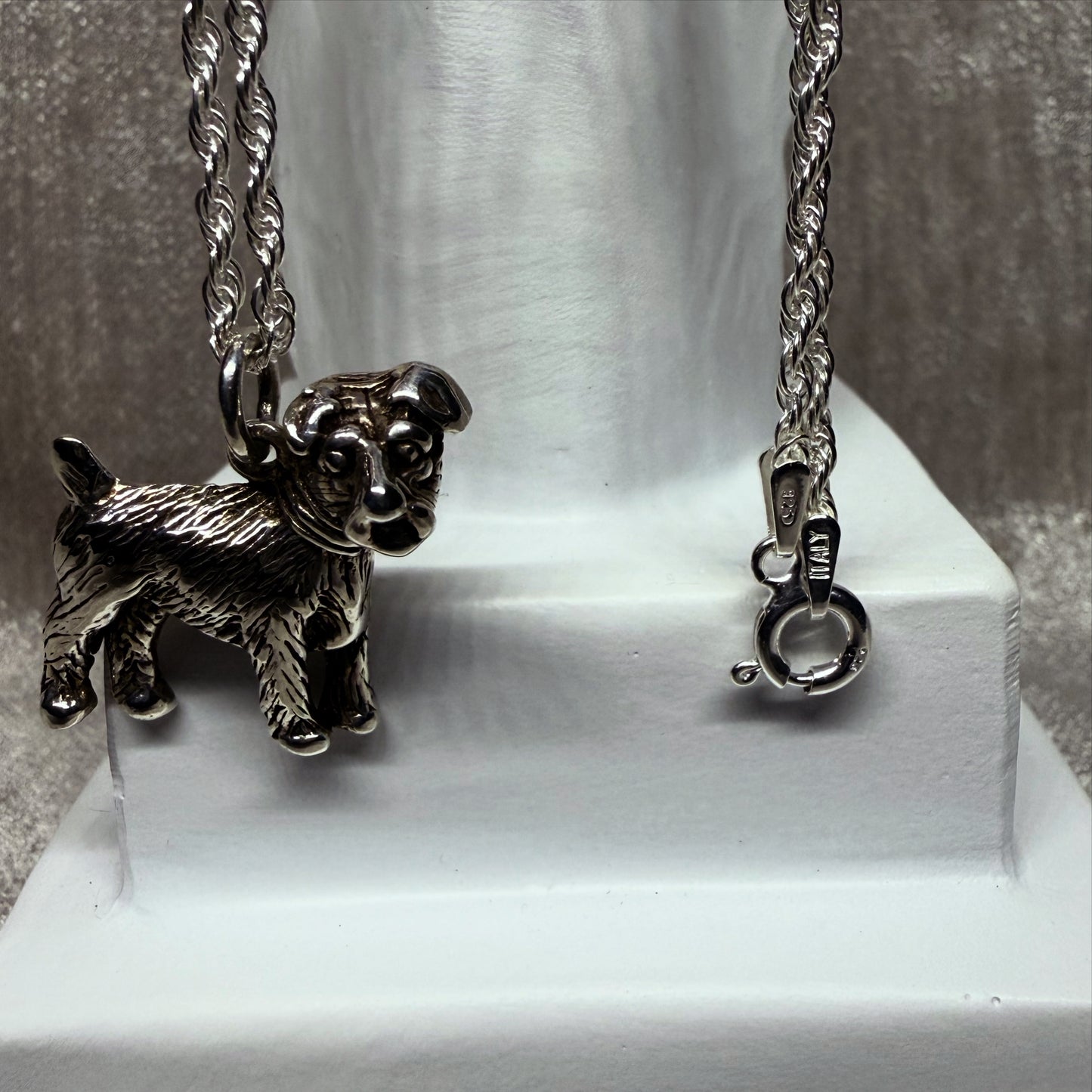 Little Terrier Dog Sterling Silver 925 Pendant