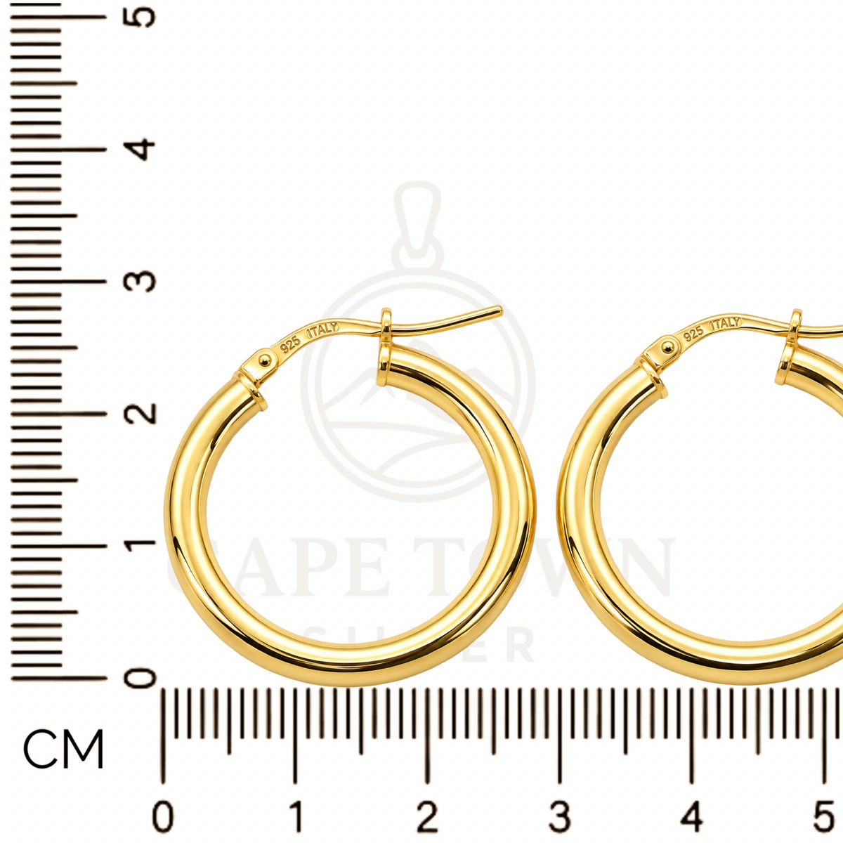 Gold-Plated Tubular Hoop Earrings (25mm) Sterling Silver 925