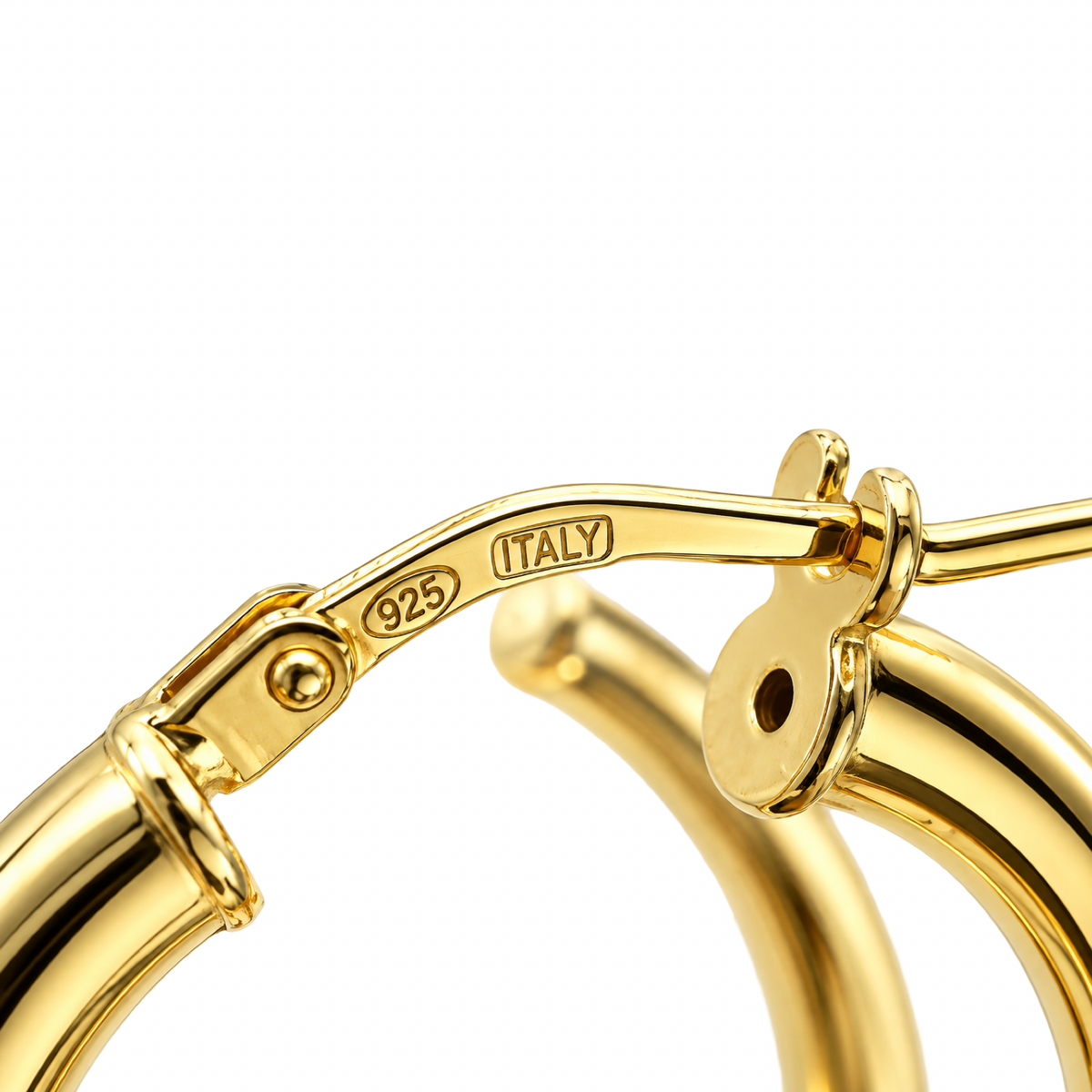 Gold-Plated Tubular Hoop Earrings (25mm) Sterling Silver 925