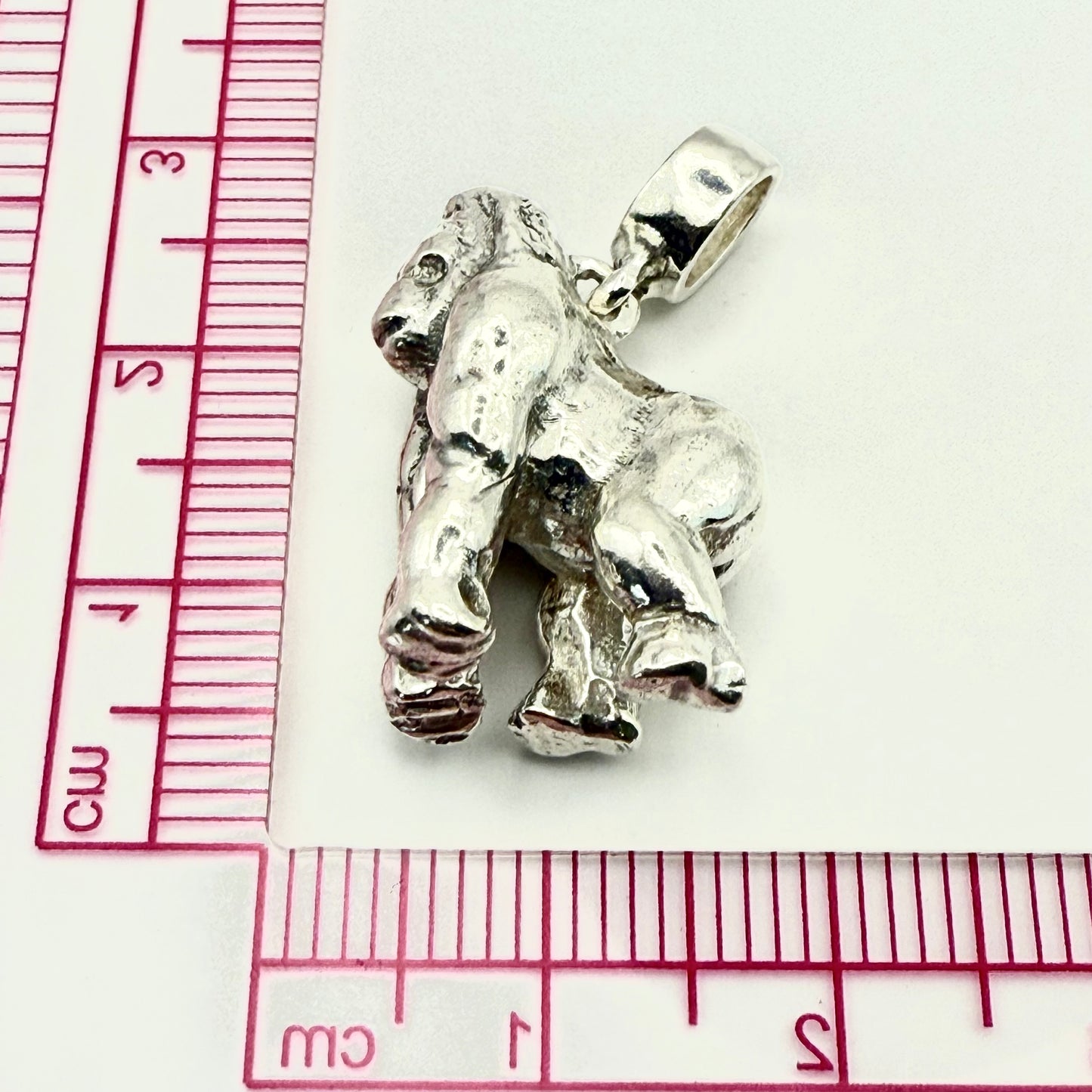 Solid Gorilla Pendant Sterling Silver 925